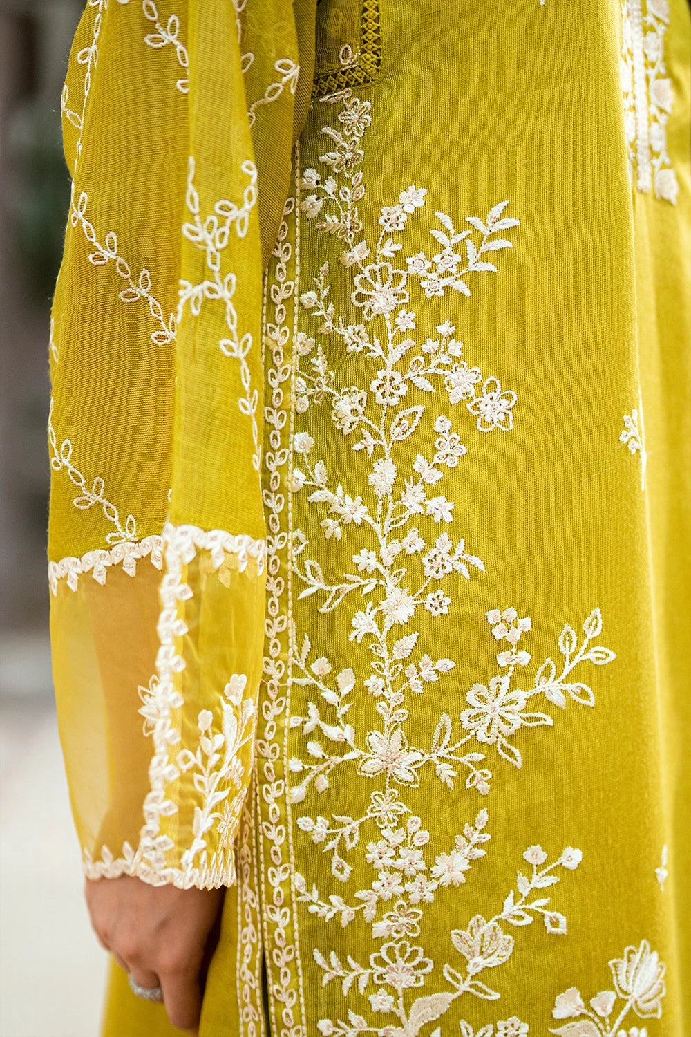 raw silk Kurta Set in Acid yellow