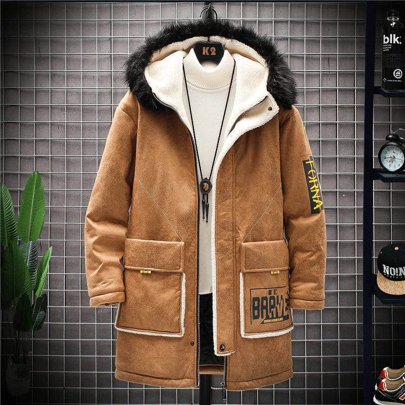 Plush Padded Jacket Youth Men'S Slim Top