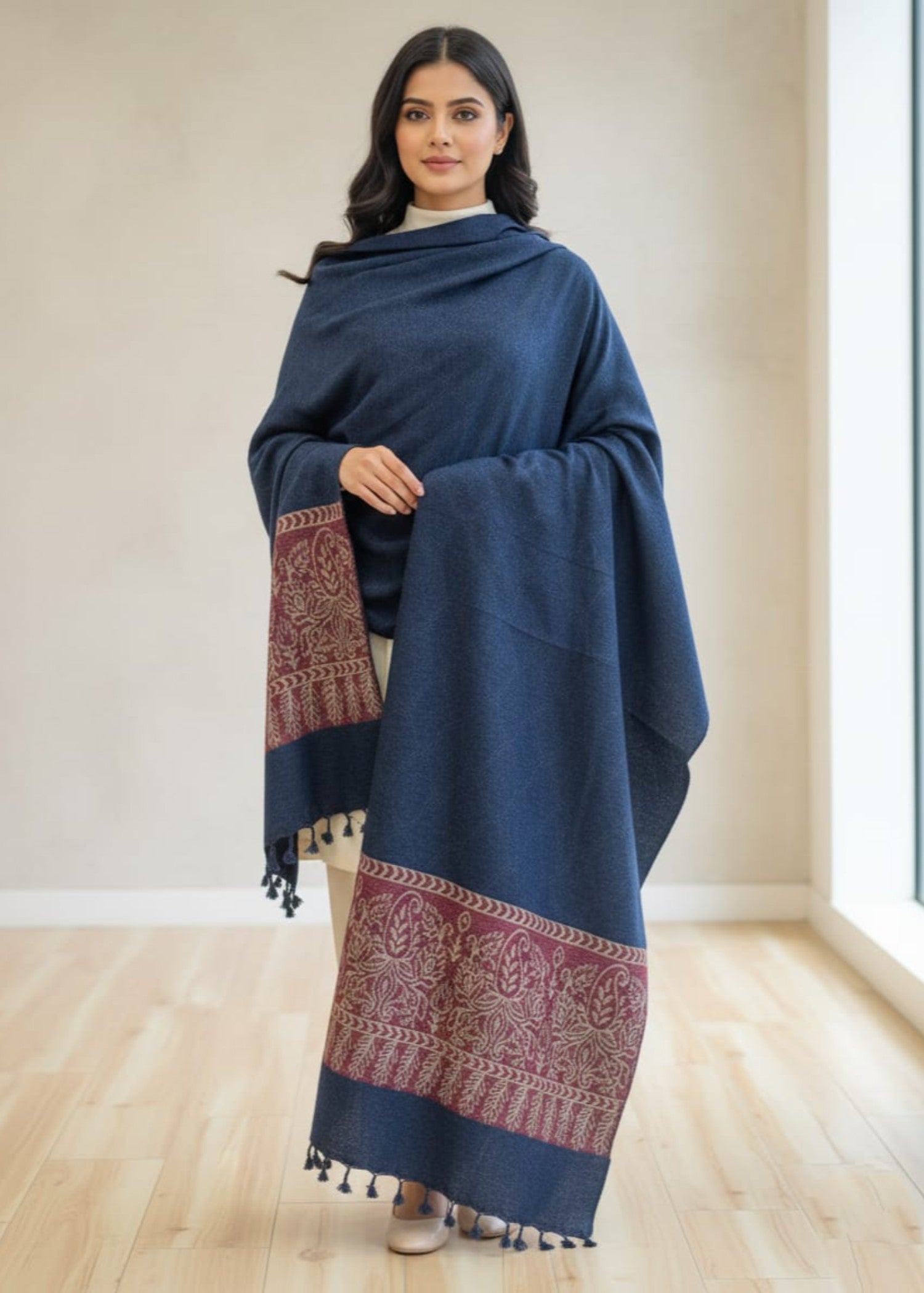 Shawl in Navy blue Color by - Trendy Women Shawl WCO8932