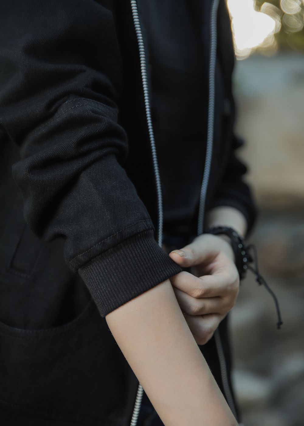denim Hoodie in Black