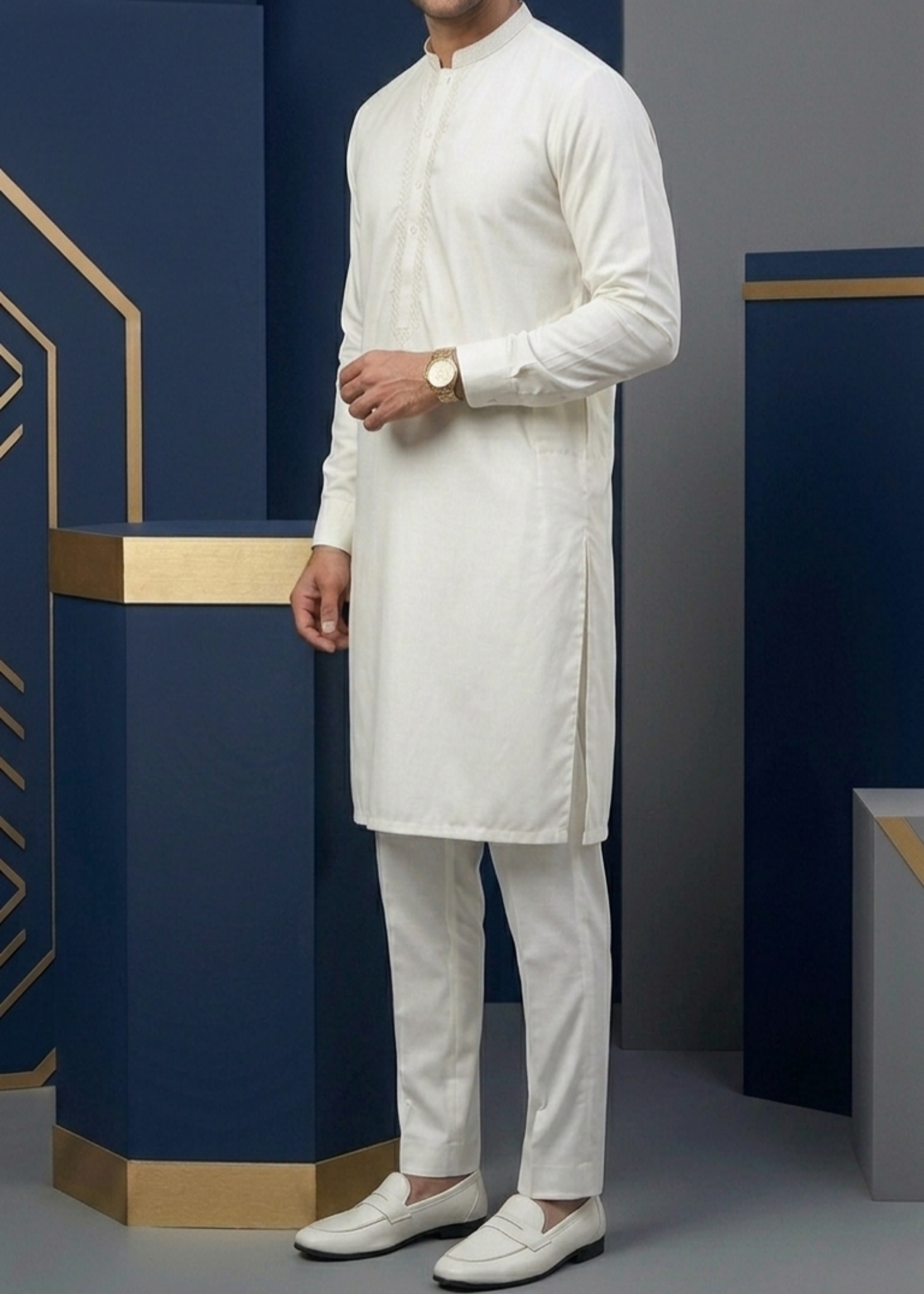 wash & wear Kurta Set in White