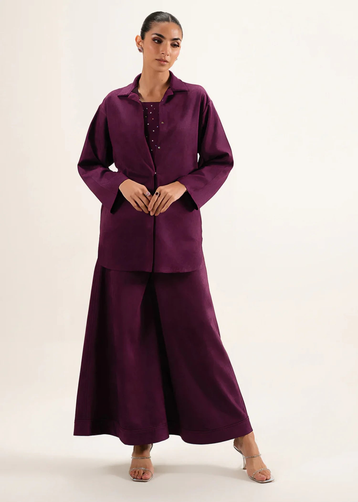 crepe Jacket in Purple