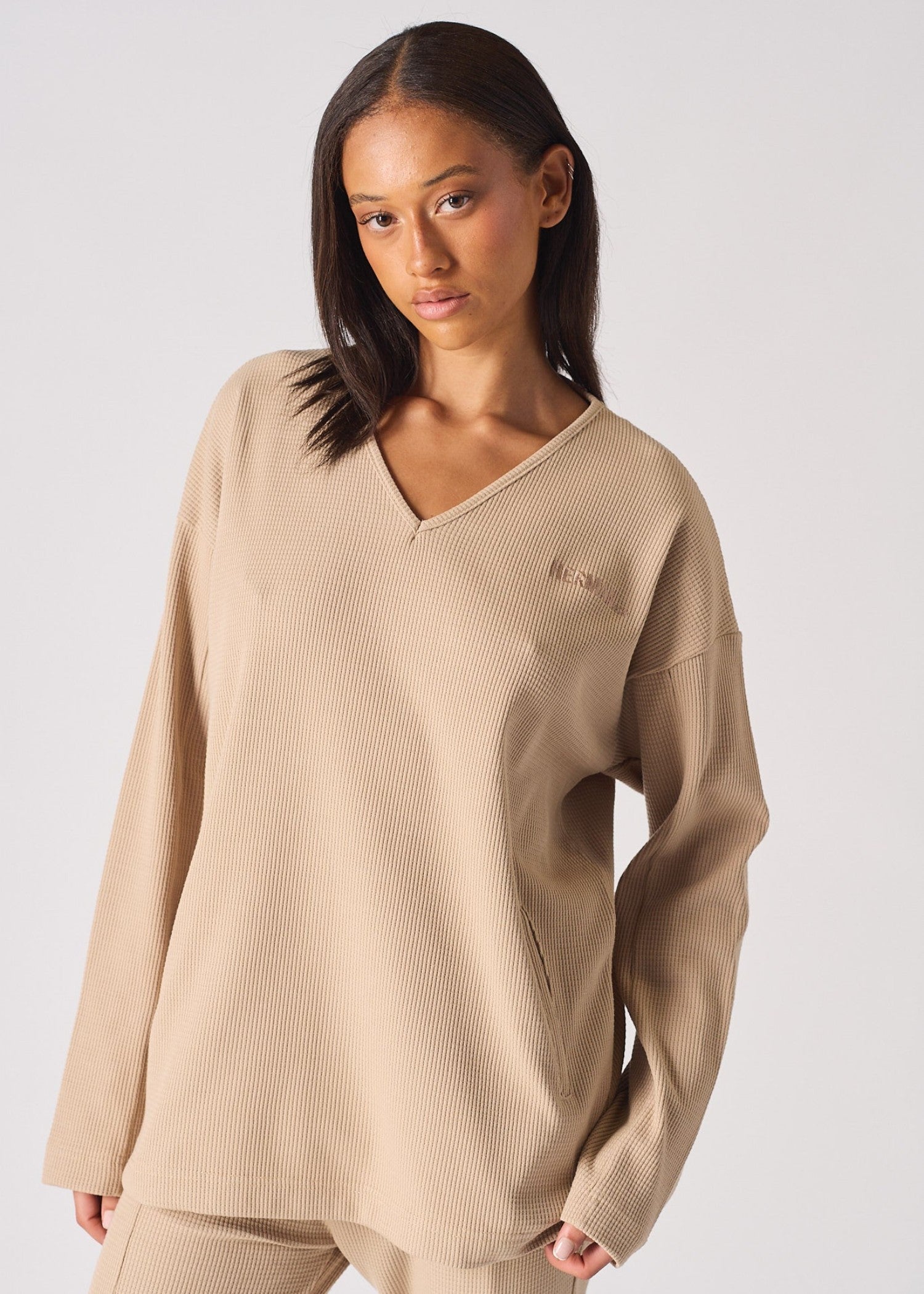 polyester Sweatshirt in Beige