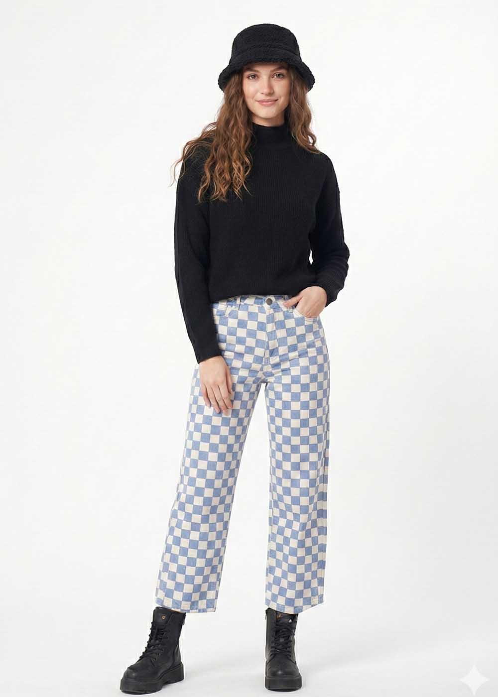 cotton Jeans in Light blue, white