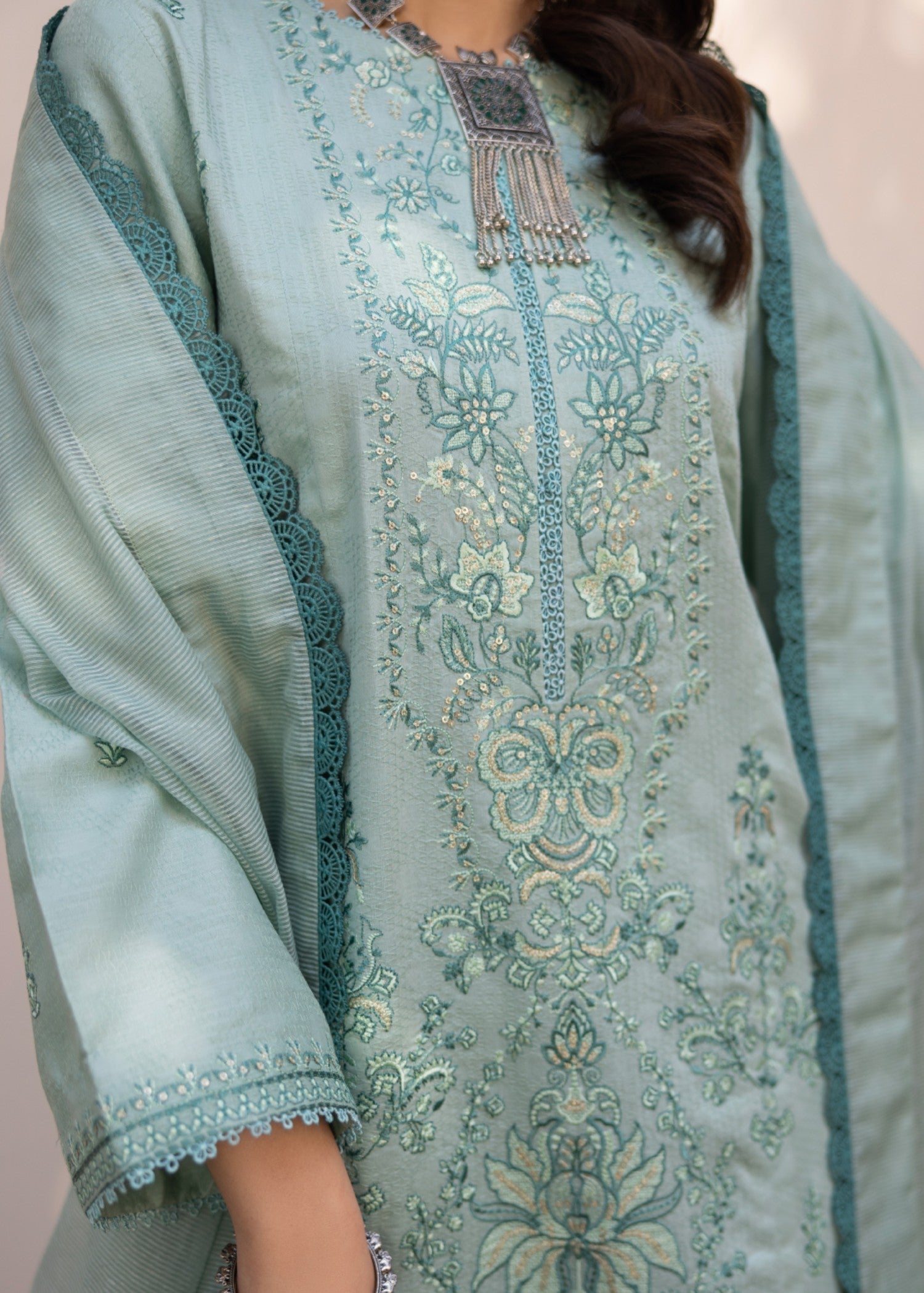 jacquard Unstitched in Pastel green
