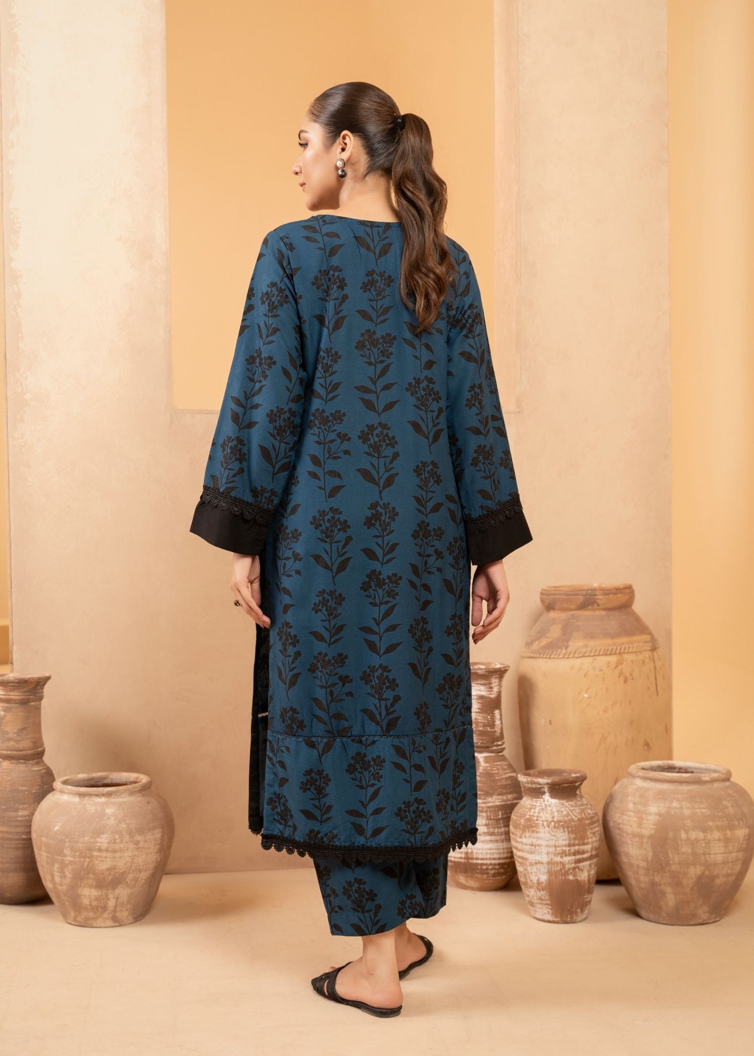dhanak wool Kurta Set in Teal
