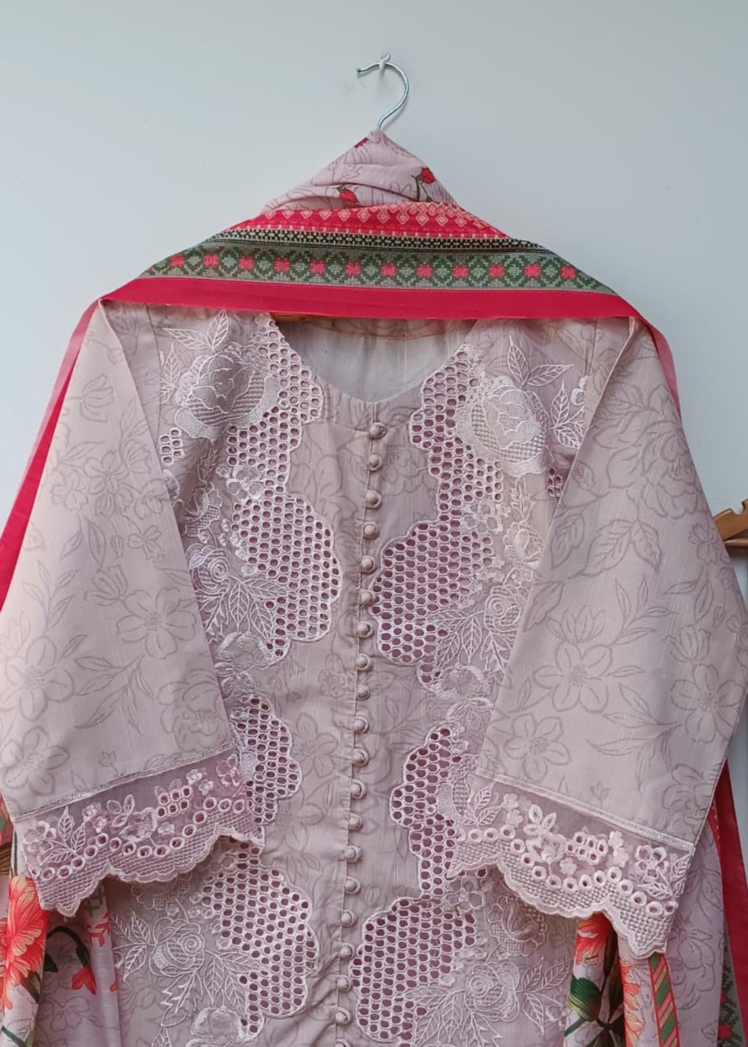 khaddar Kurta Set in Pink