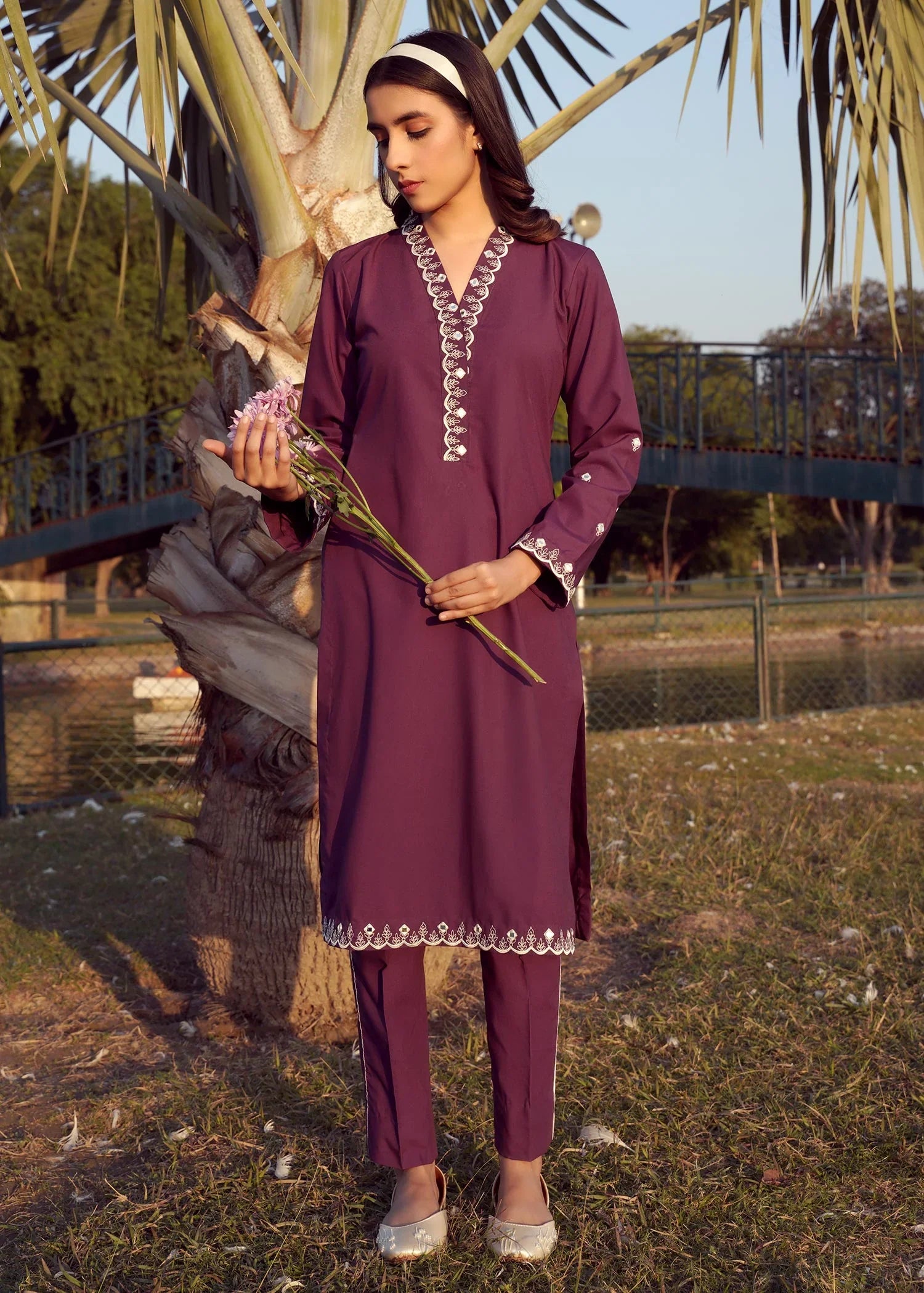 georgette Kurta Set in Mulberry