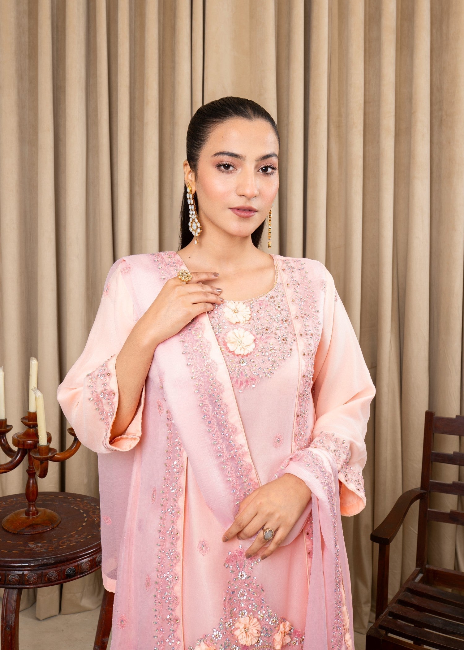 chiffon Gharara in Pink