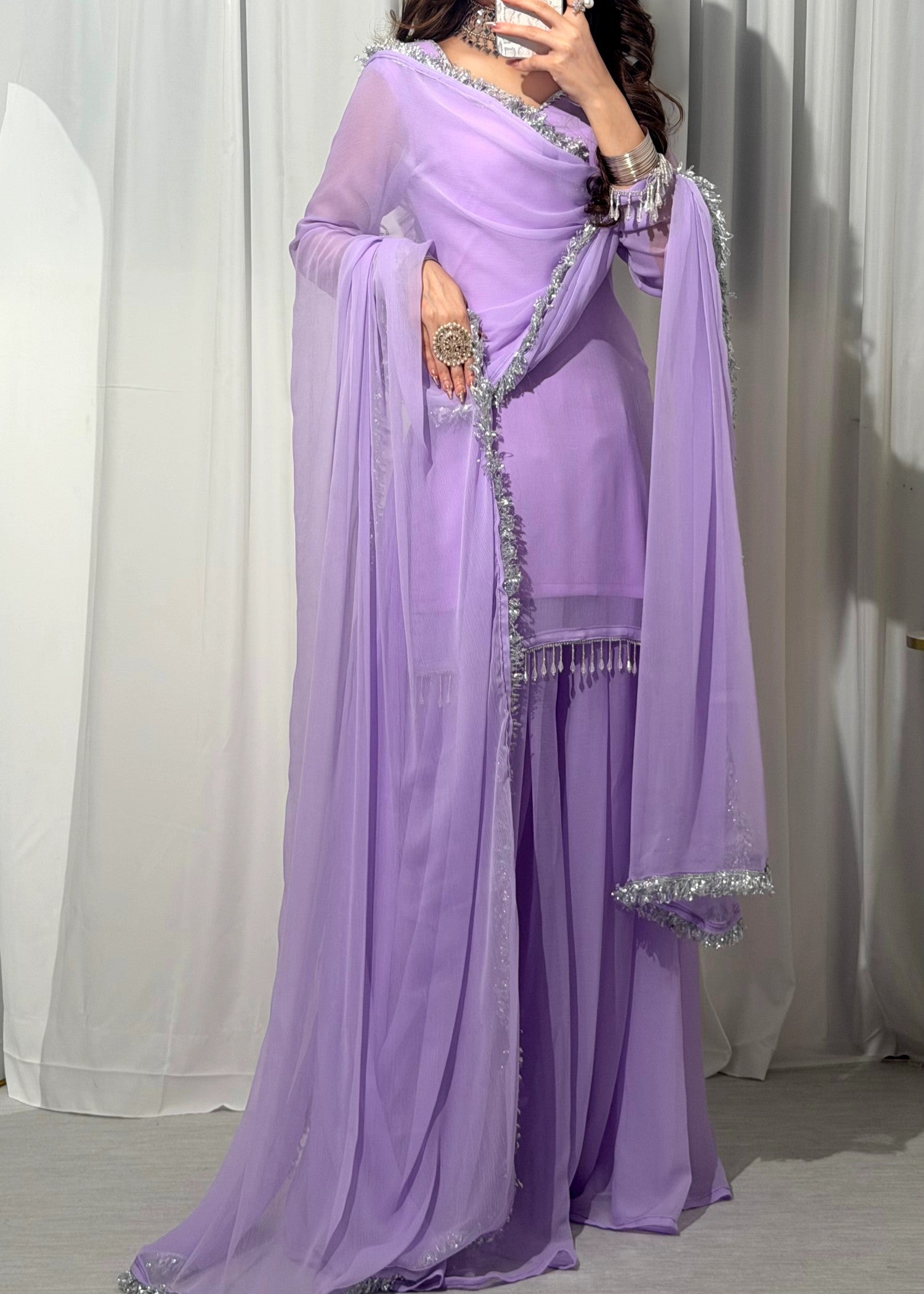 bemberg crinkle chiffon Sharara in Mauve