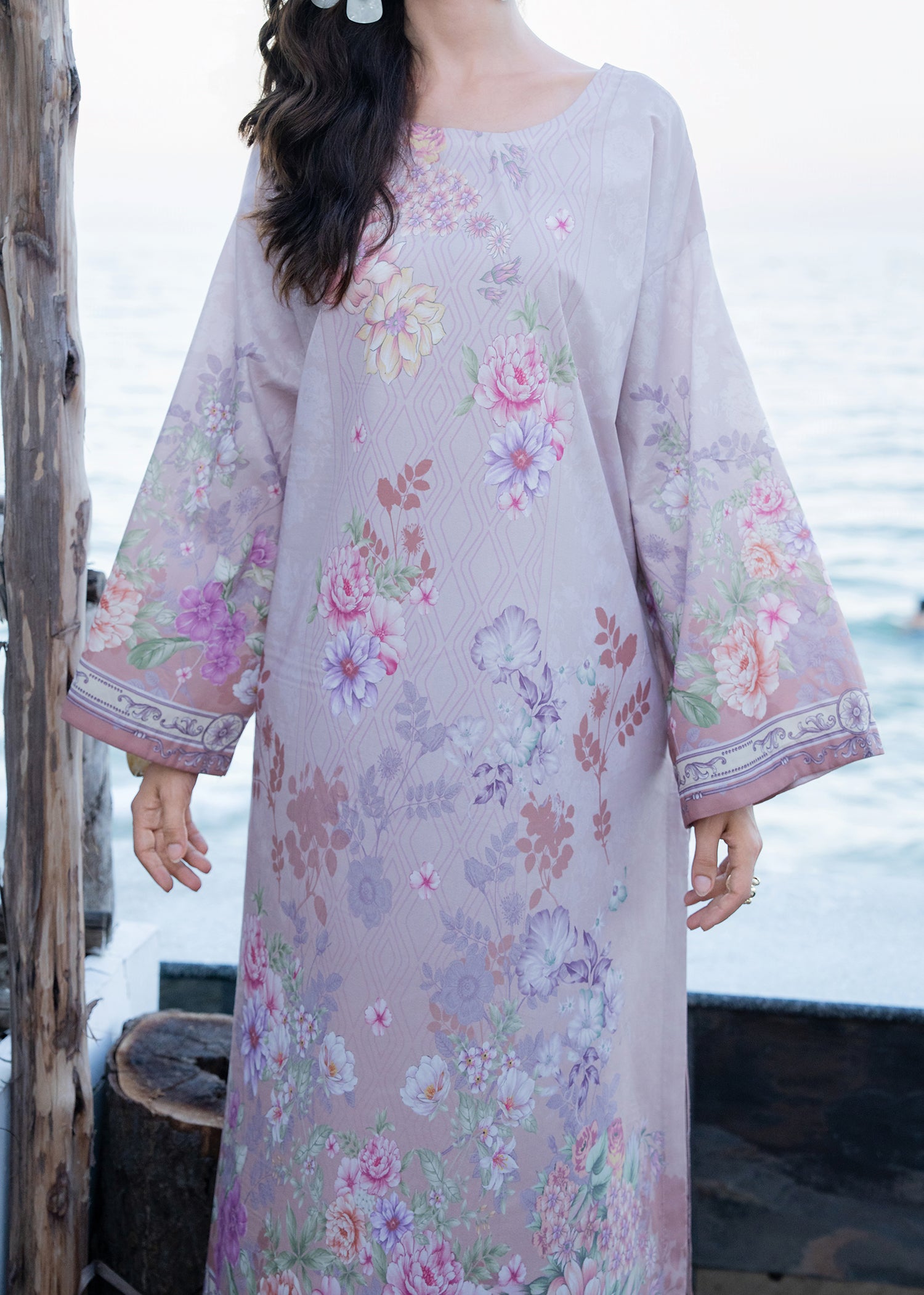 silk grip Kurta Set in Lavender