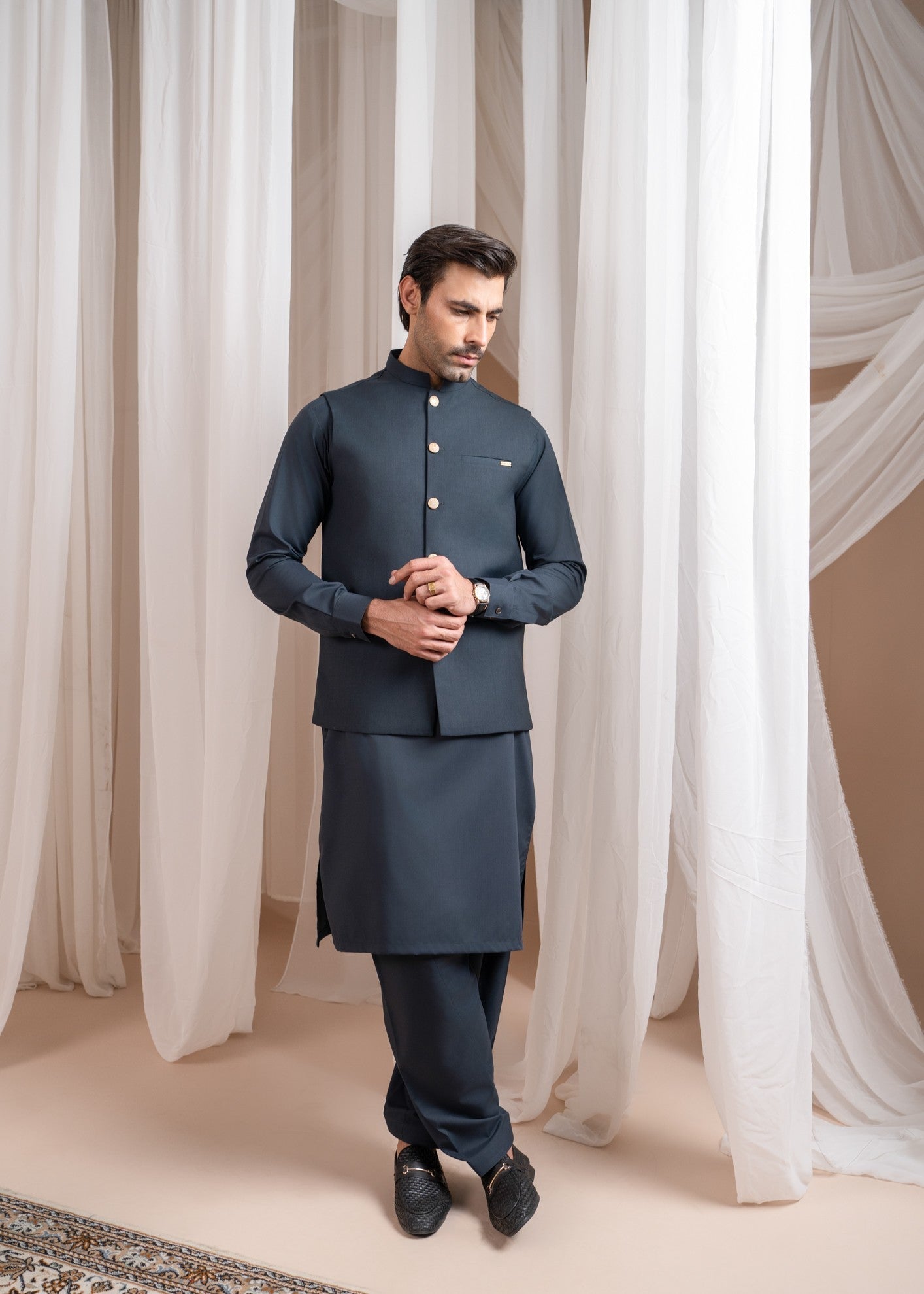 wash & wear Waistcoat in Charcoal by Muraqsh
