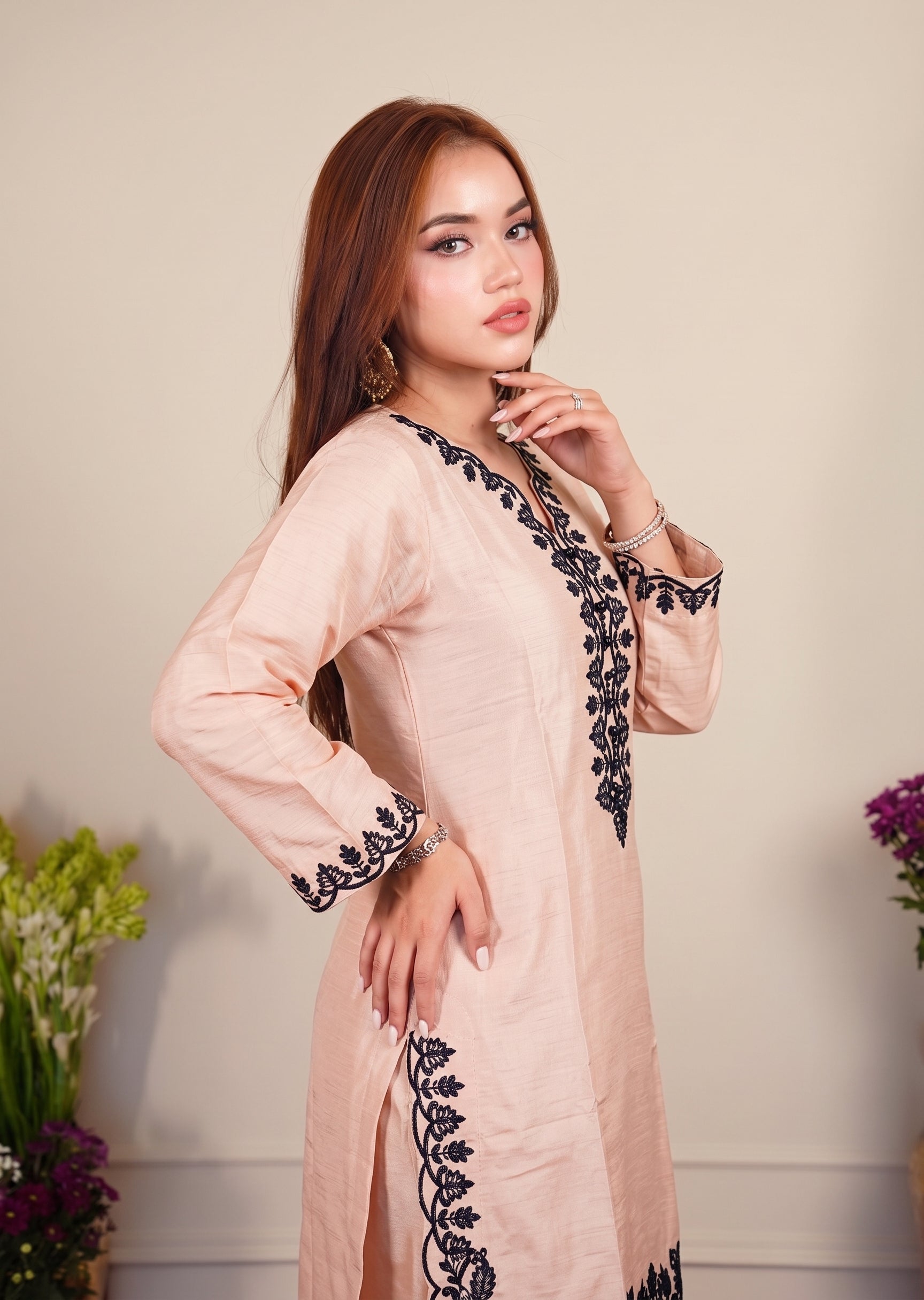 viscose Kurta Set in Peach pink