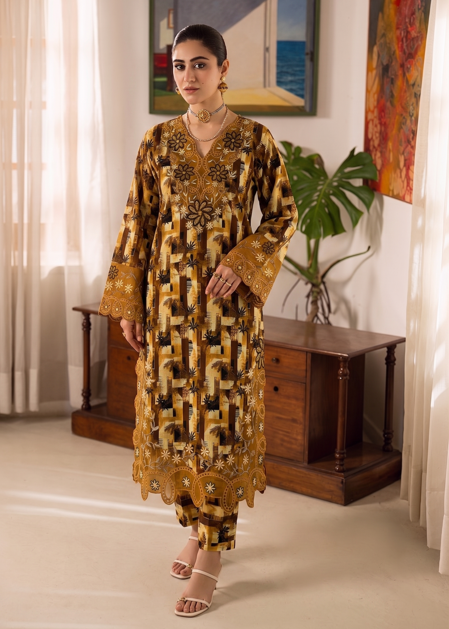 poly grip silk Co Ord Sets in Golden brown