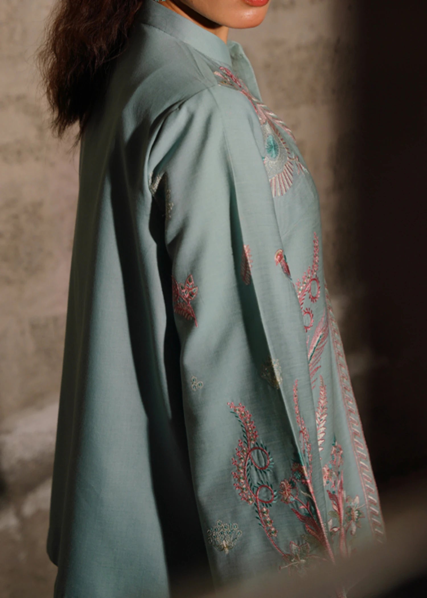 pure linen Jacket in Ice blue