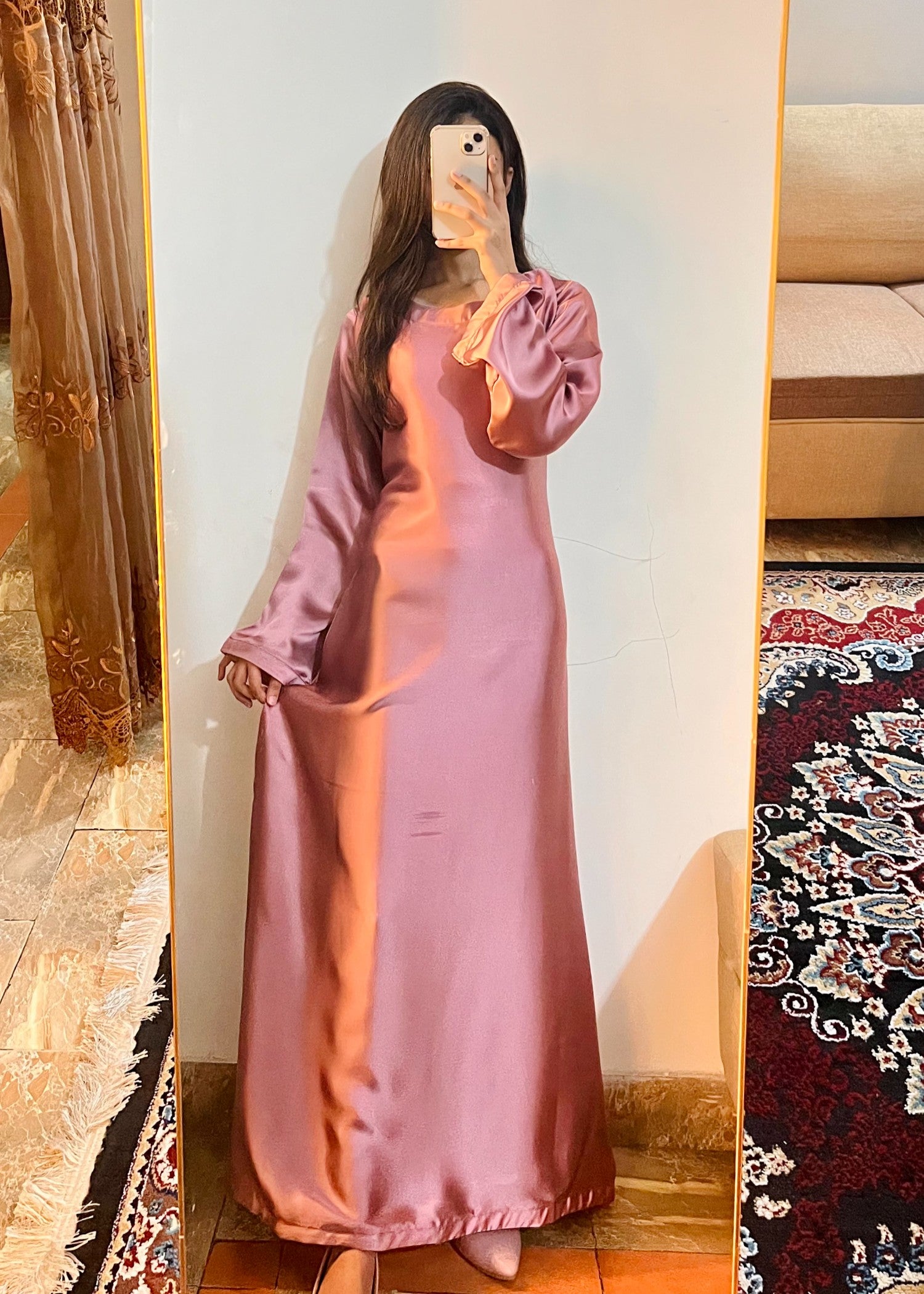 silk Frock in Tea rose pink