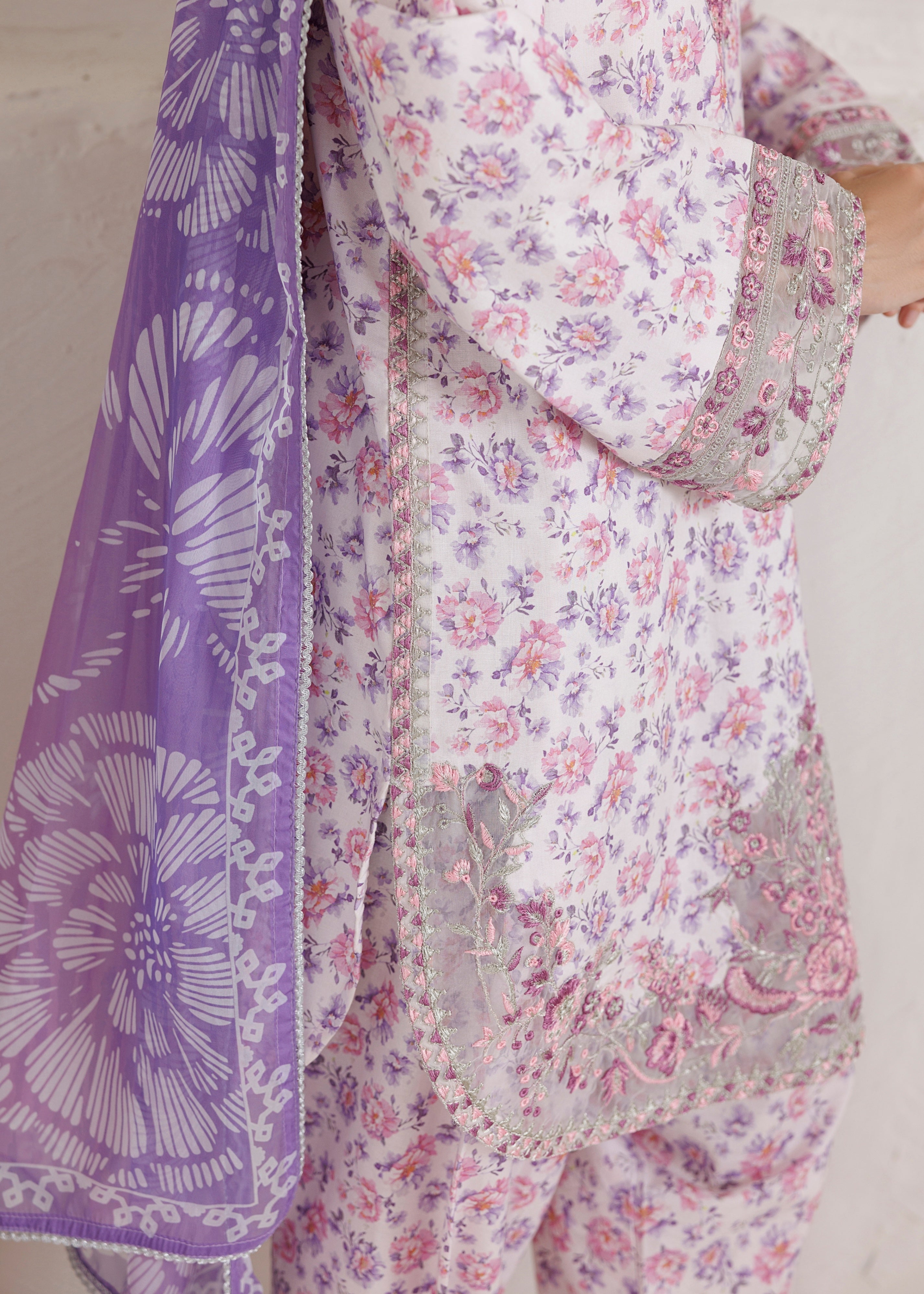 cotton Kurta Set in Lilac
