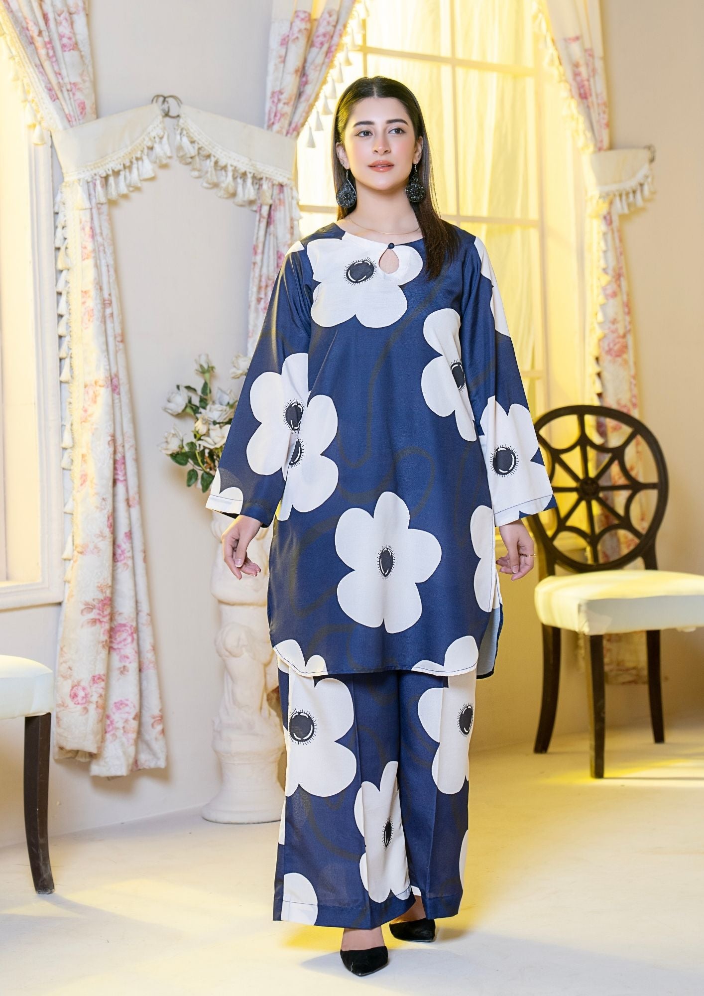 arabic lawn Co Ord Sets in Dark blue