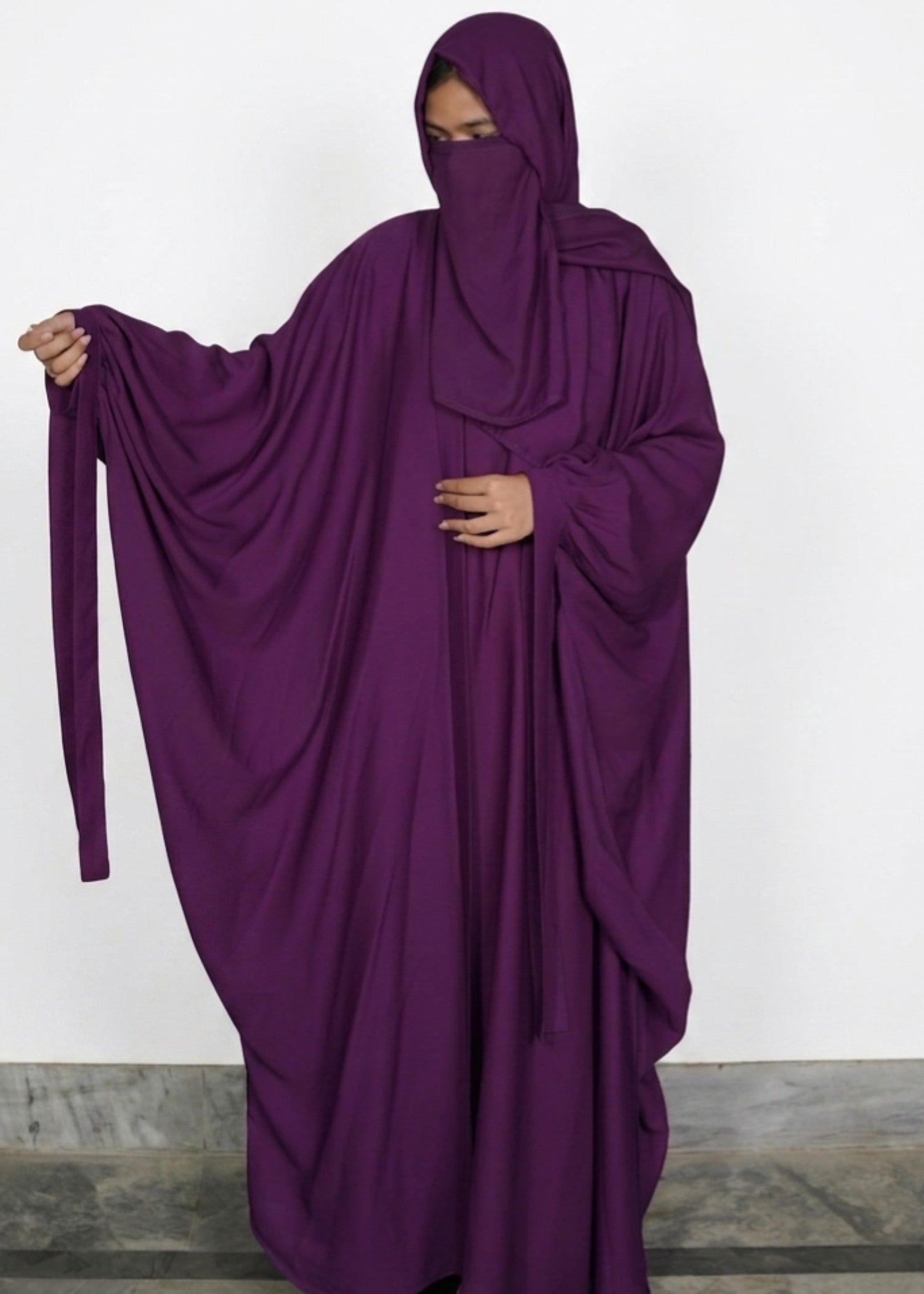 georgette chiffon Abaya in Plum