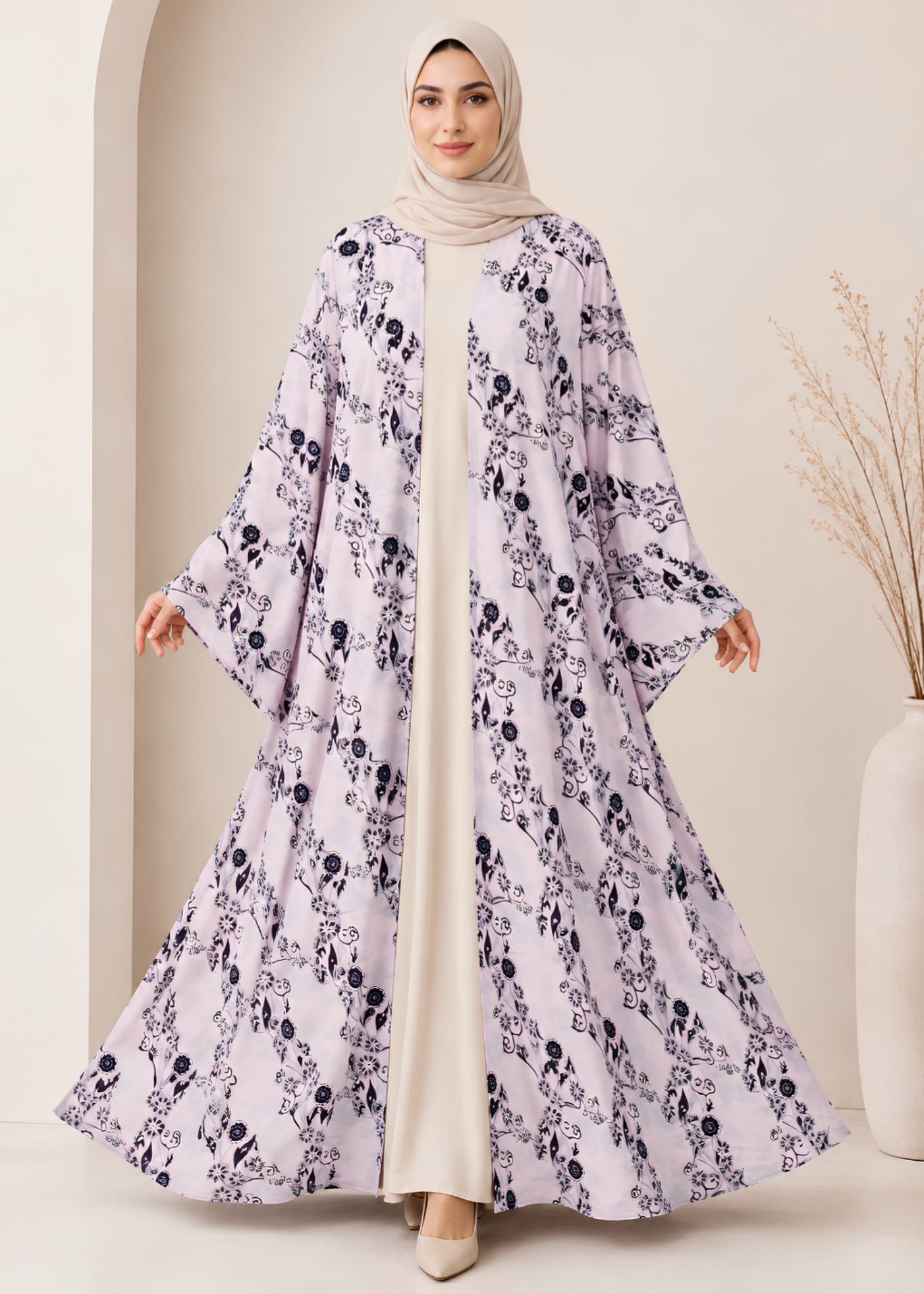 crepe georgette Abaya in Lavender