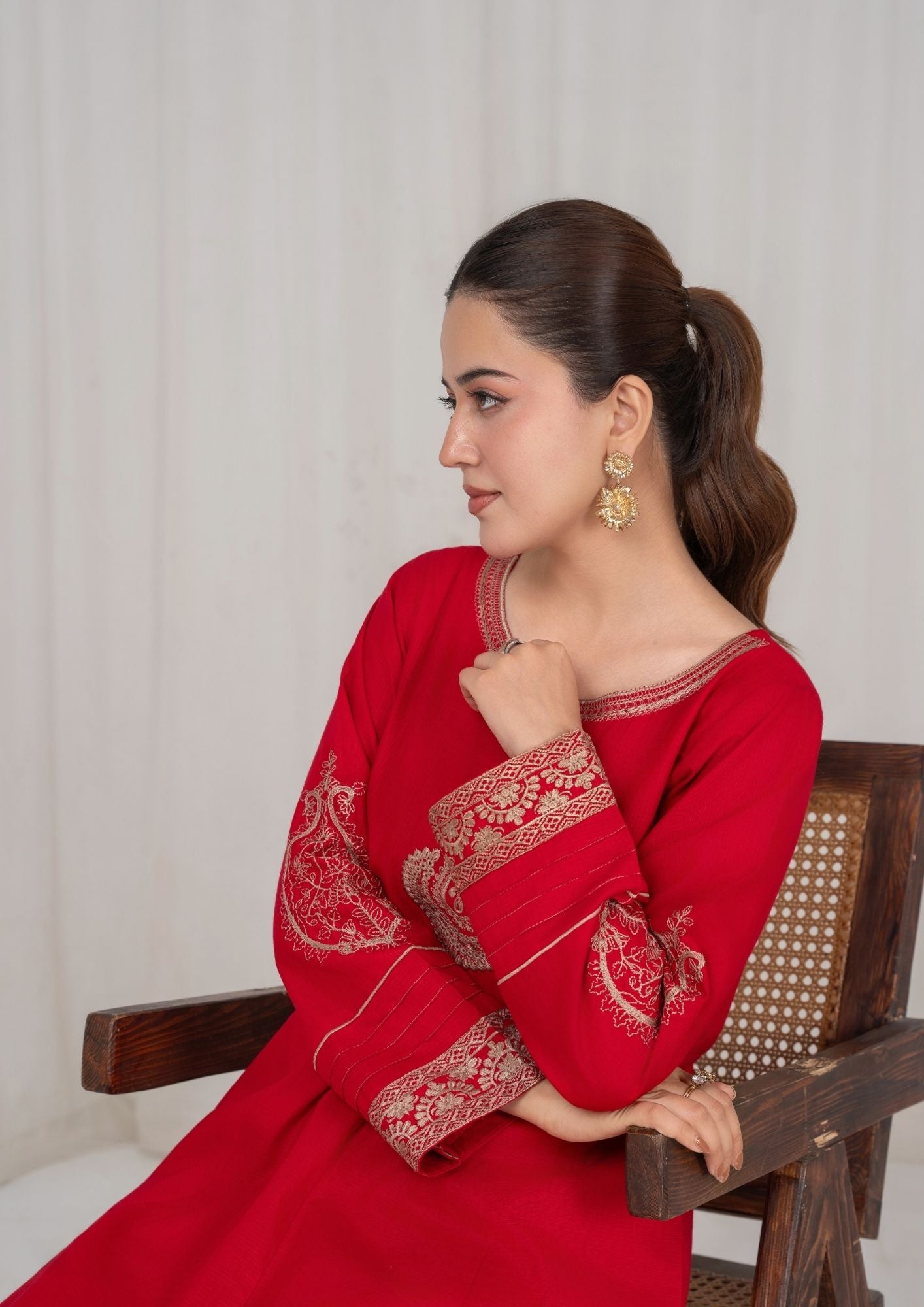 lawn Pishwas in Red
