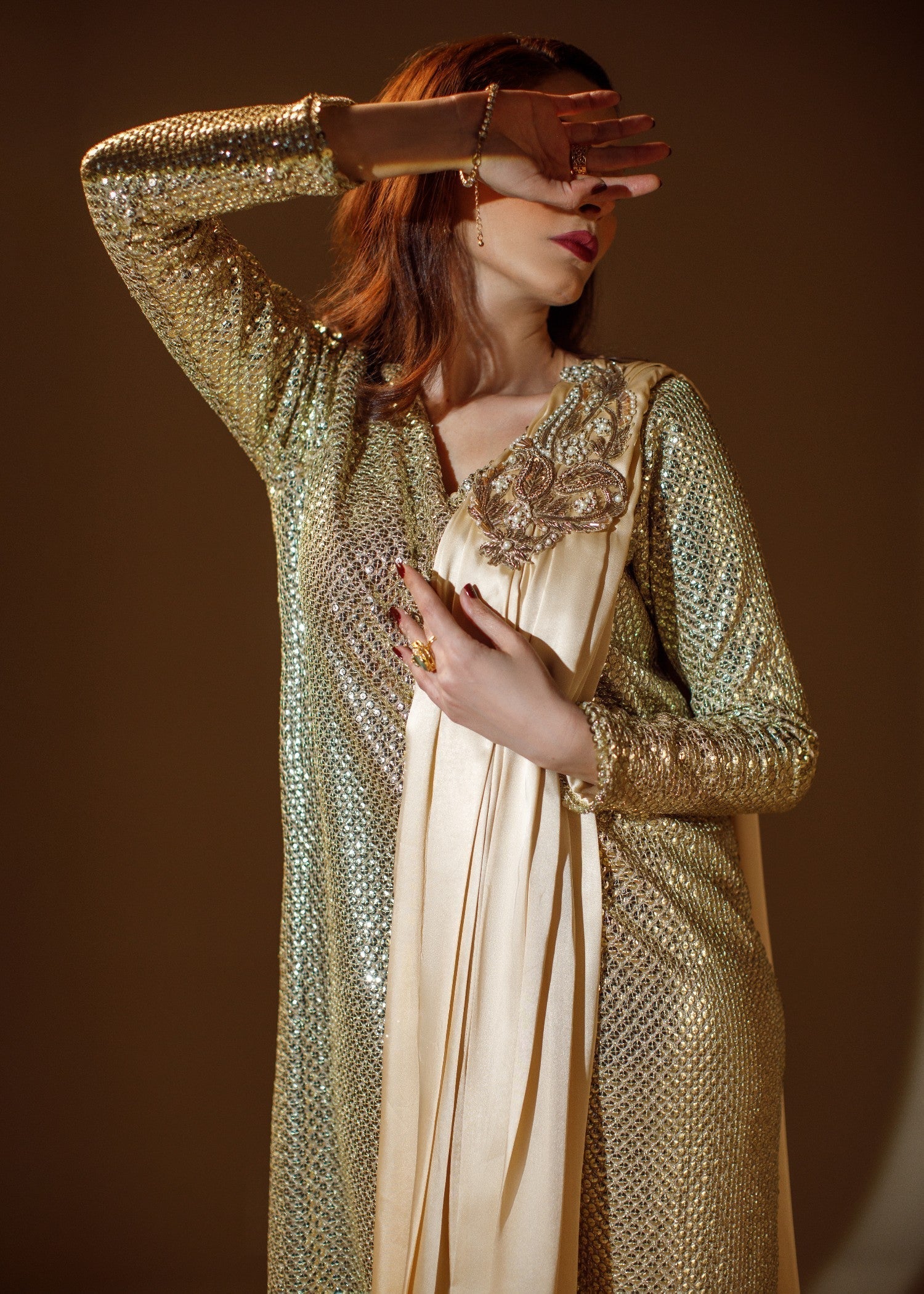 georgette Maxi in Gold
