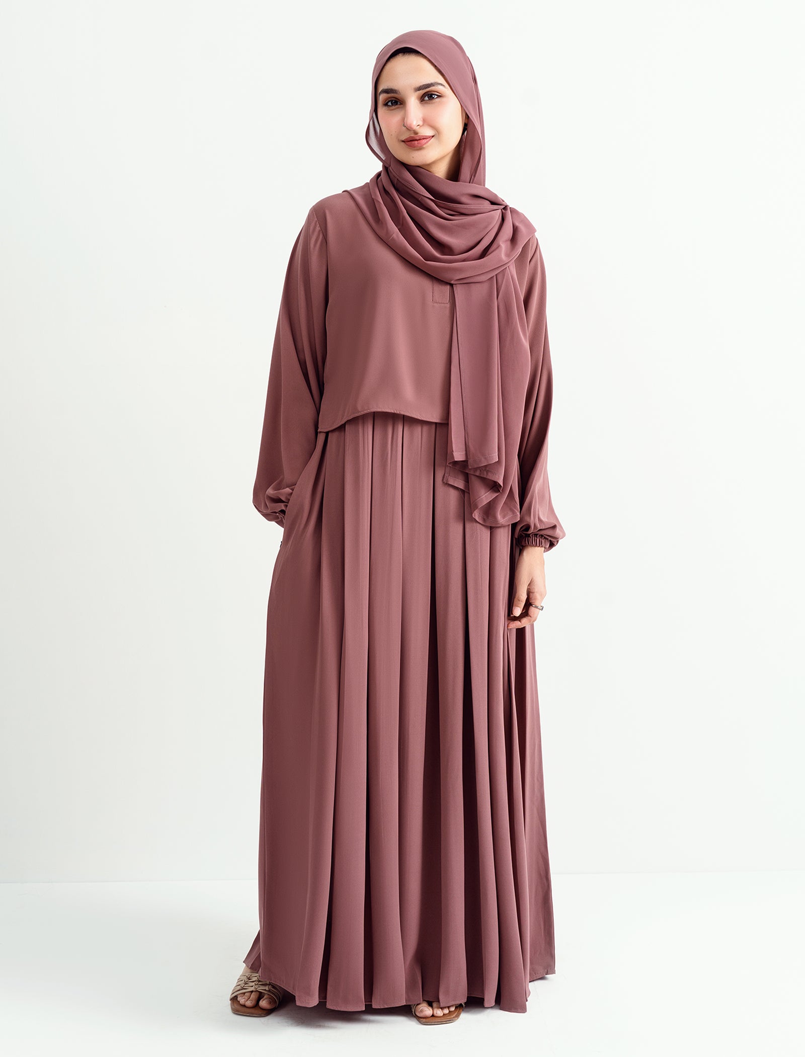 khaddar Abaya in Purple taupe