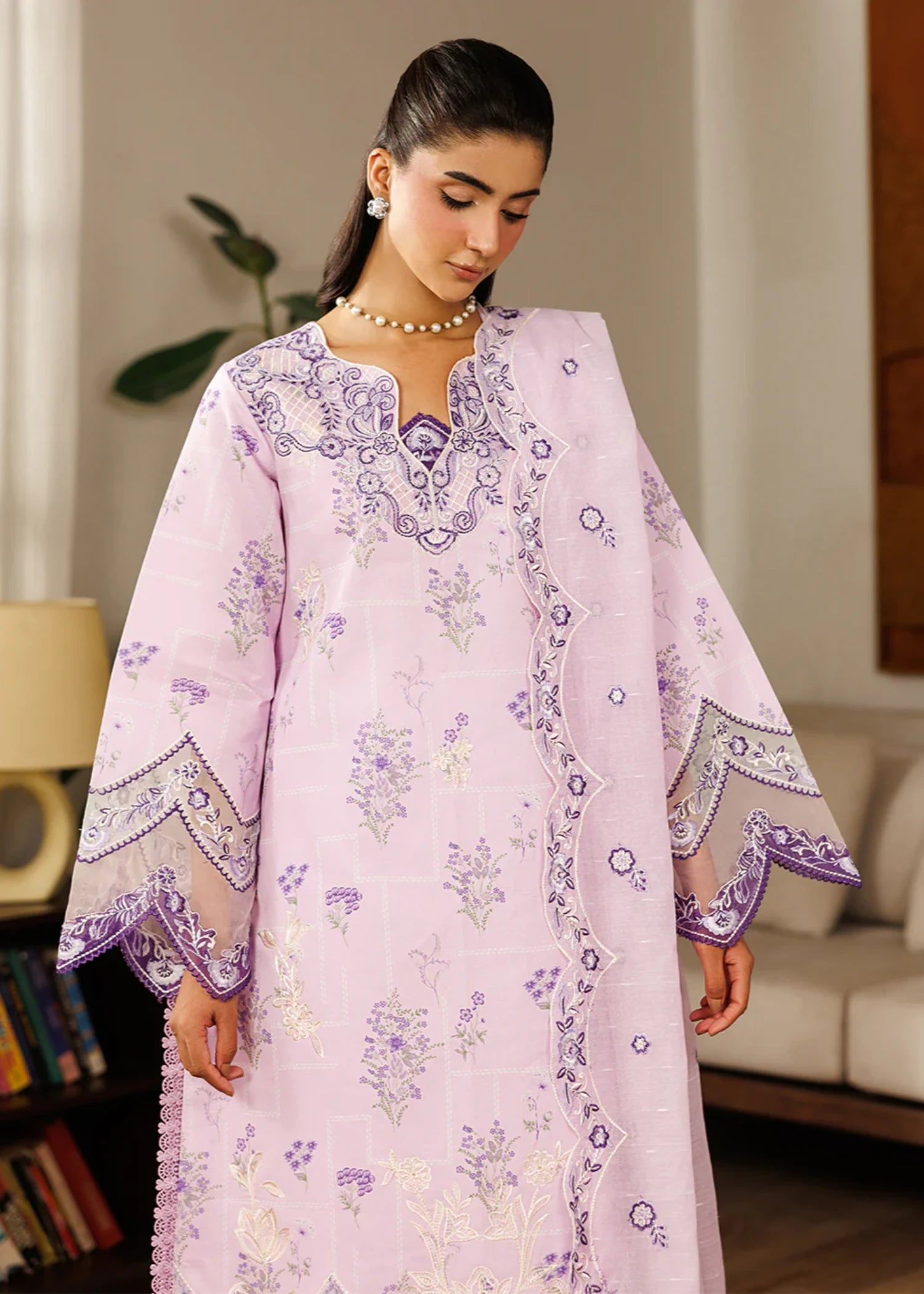 lawn Unstitched in Mauve