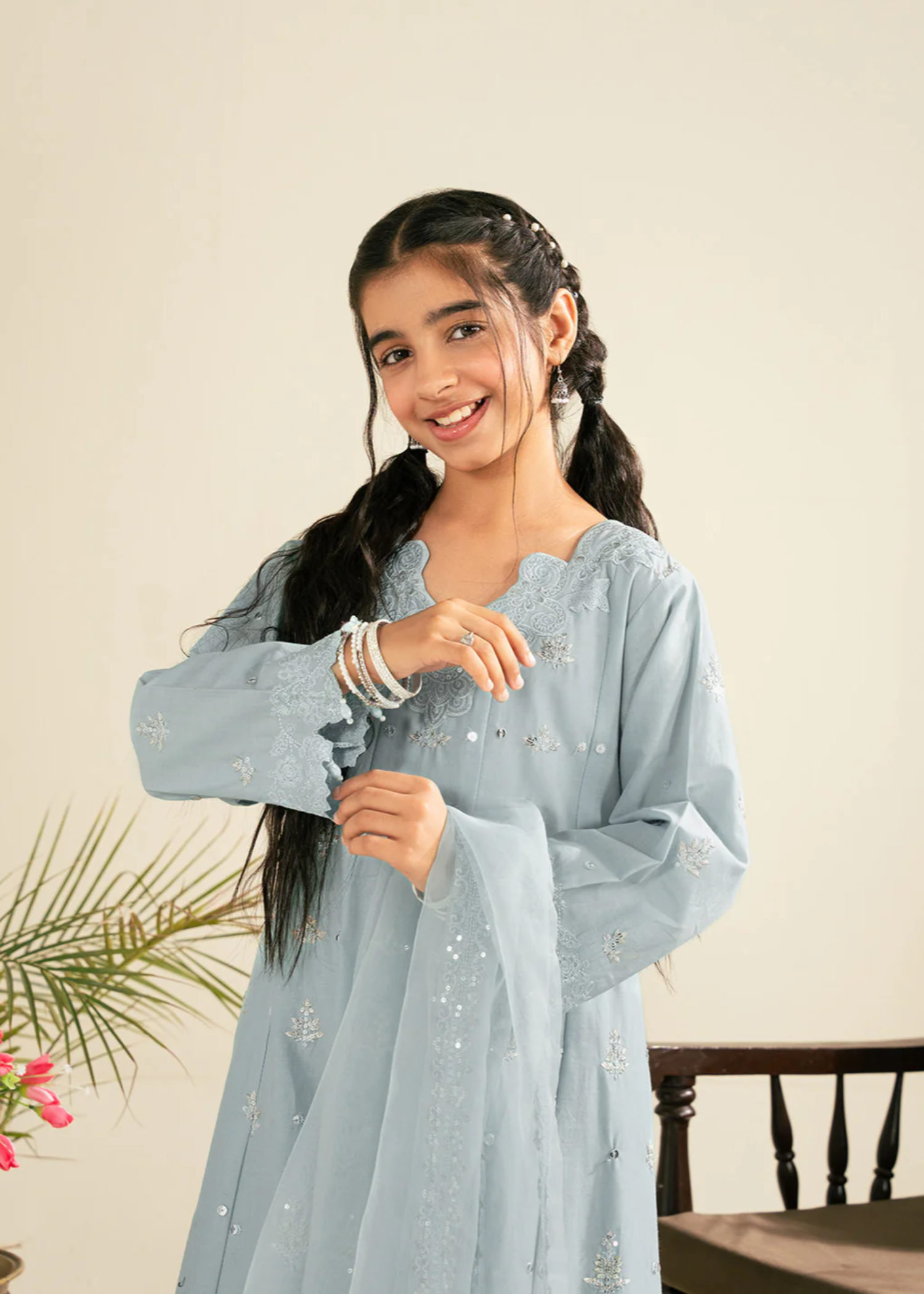 cotton Sharara in Sky blue