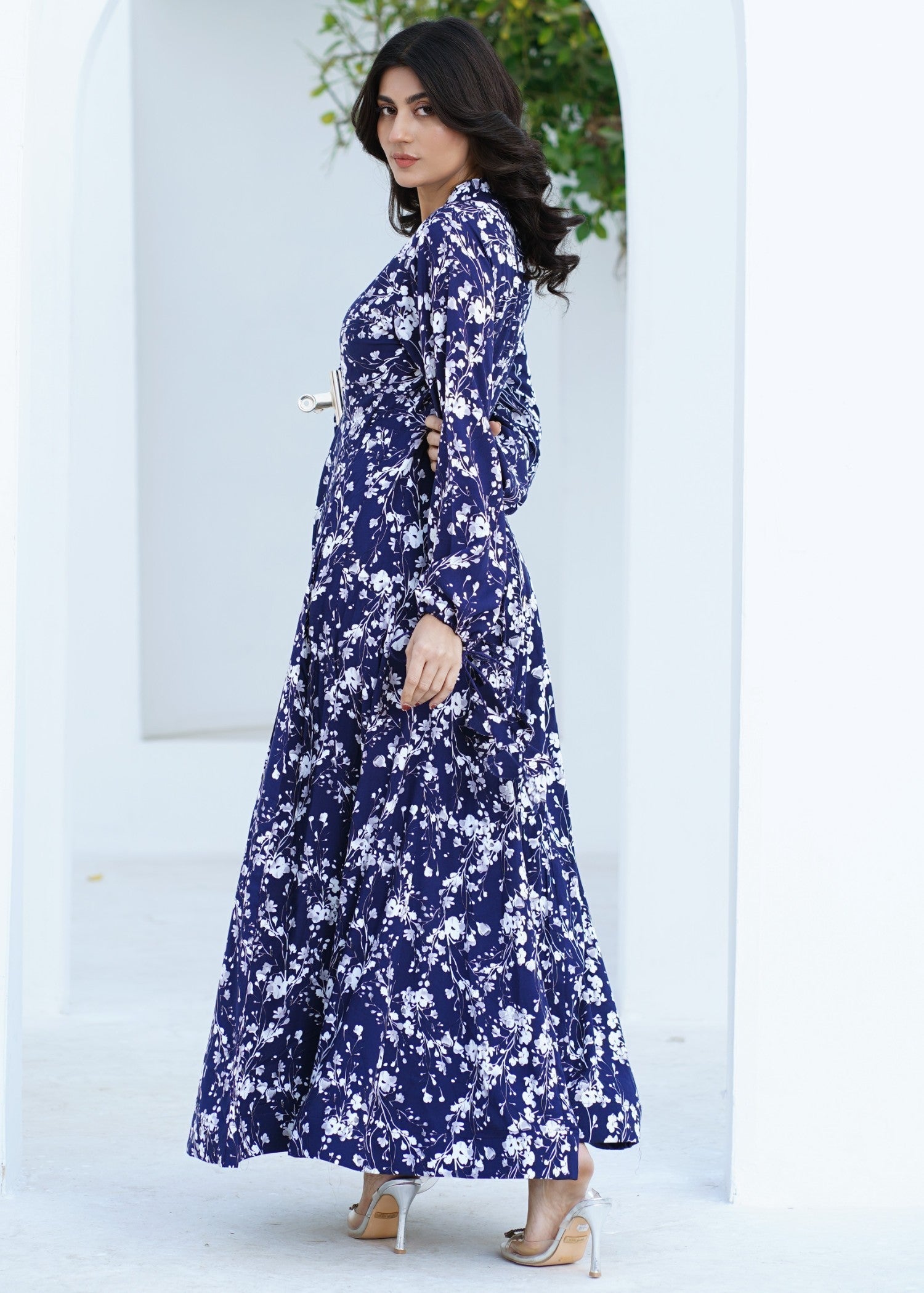 linen Maxi in Navy blue