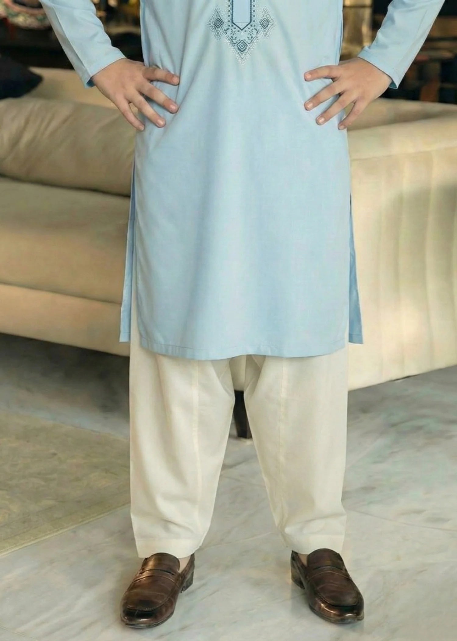 cotton silk Shalwar in Off-white
