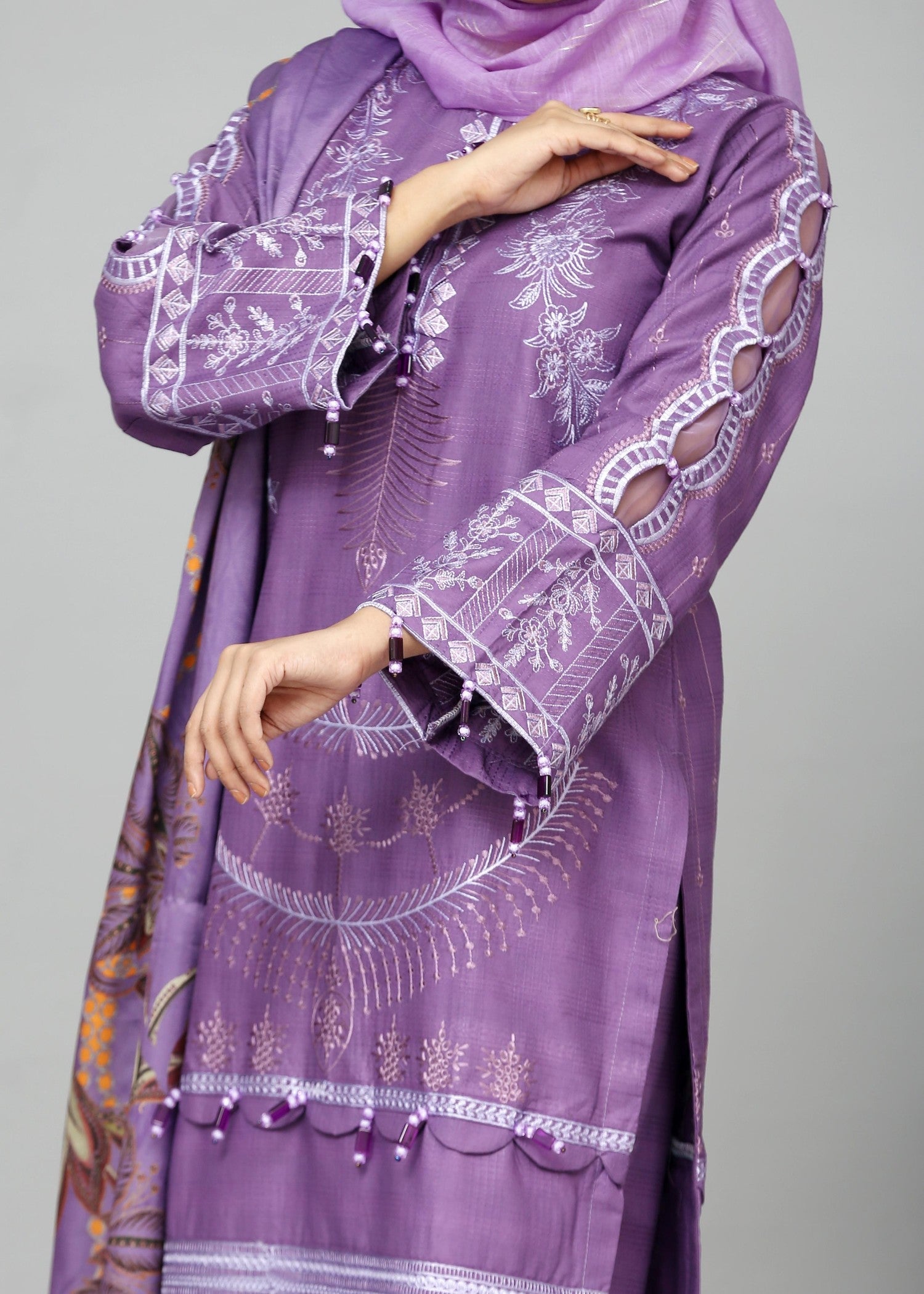 khaddar Kurta Set in Purple