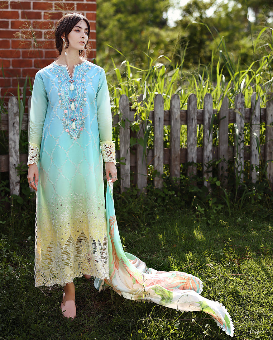 Solace Ombre Chikankari Lawn – Ethereal Pause