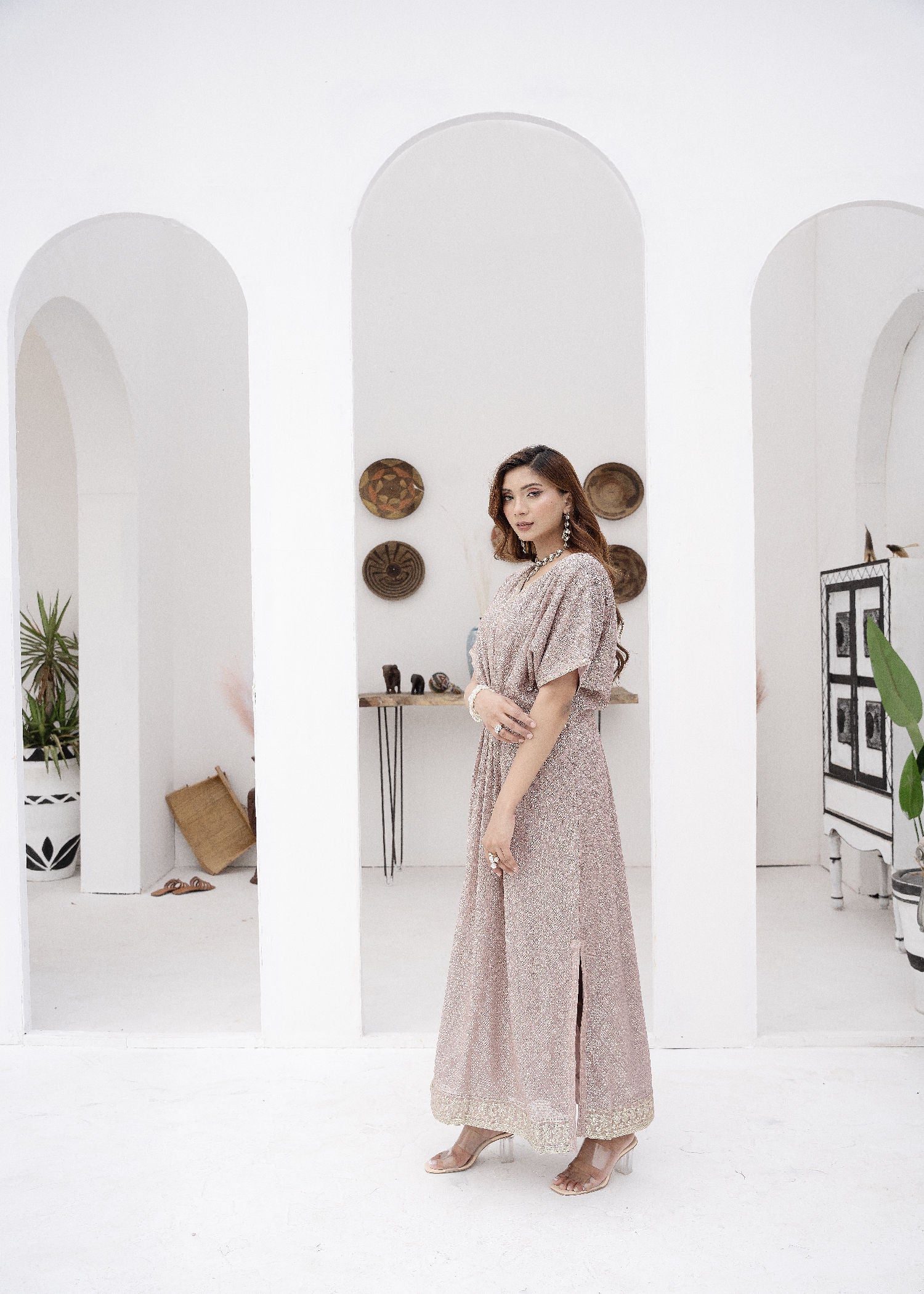 chiffon Kaftan in Lilac