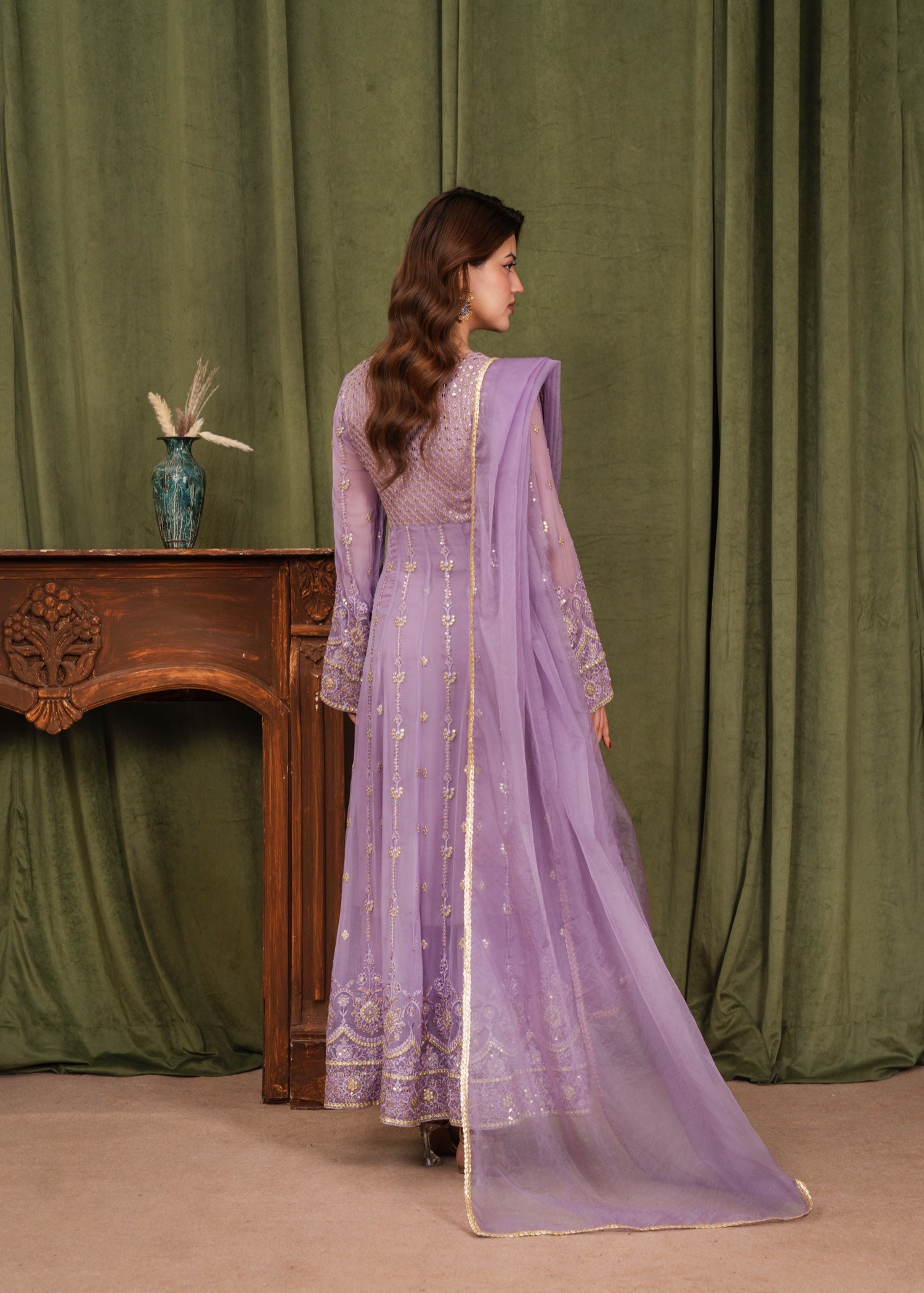 chiffon Angrakha in Lilac