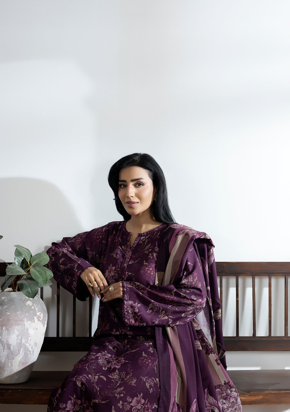 dhanak Kurta Set in Wine red
