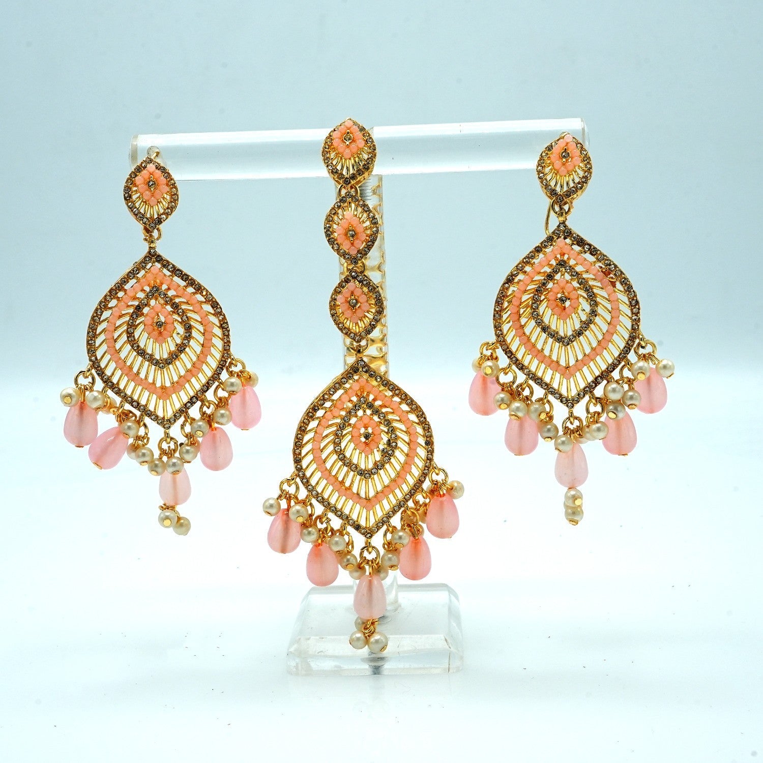 Jewelry Set in Peach pink Color by - Trendy Women Jewelry Set JBM0429
