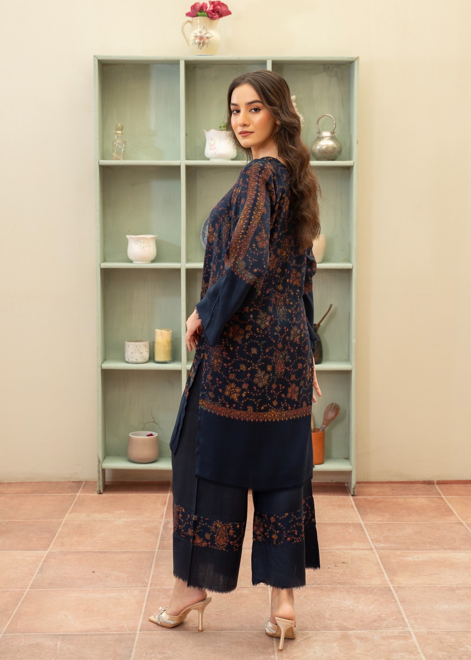 pashmina wool Co Ord Sets in Navy blue