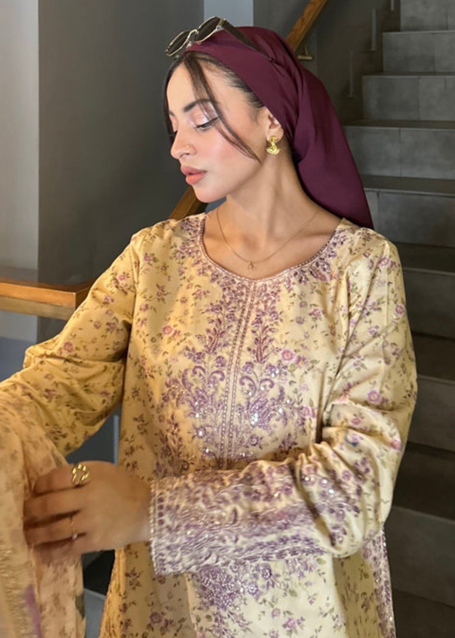 cotton dobby Kurta Set in Yellow