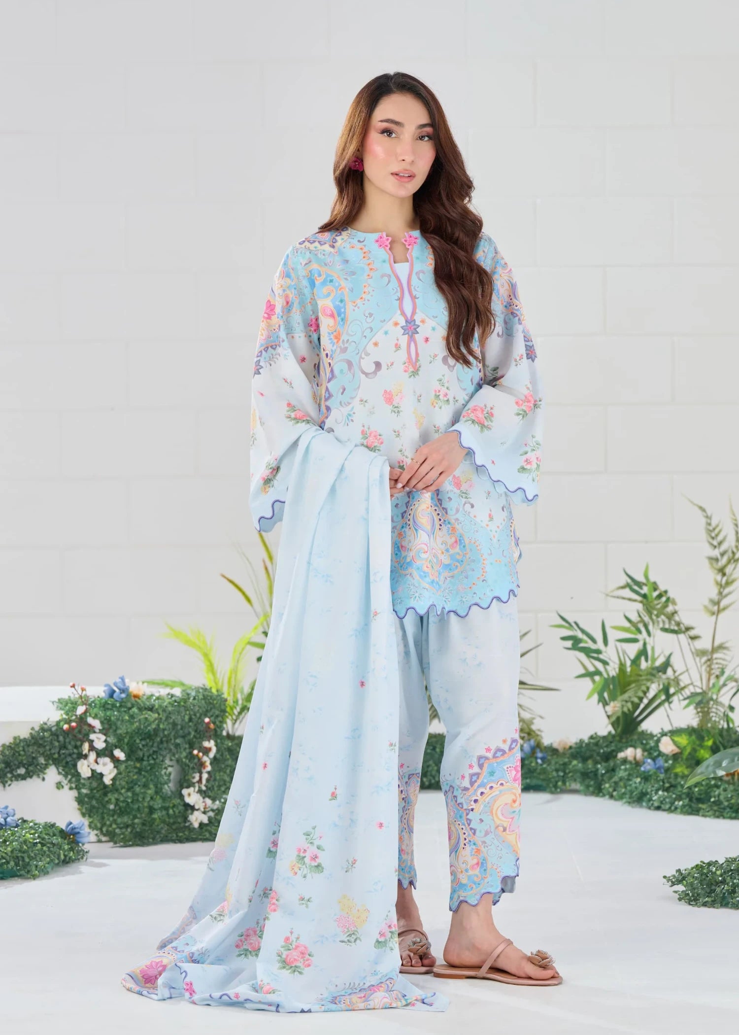 raw silk Co Ord Sets in Ice blue