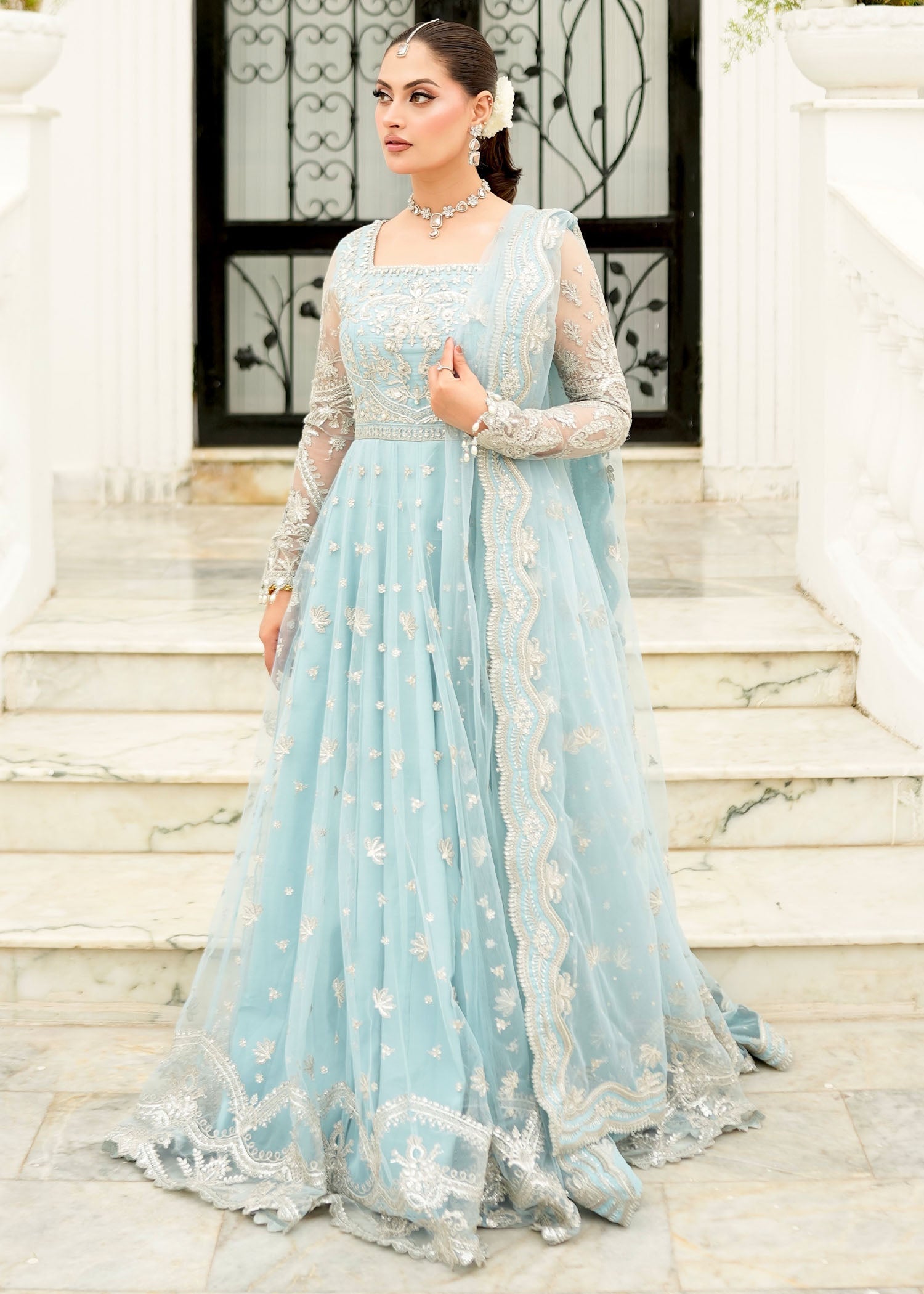 net Pishwas in Ice blue