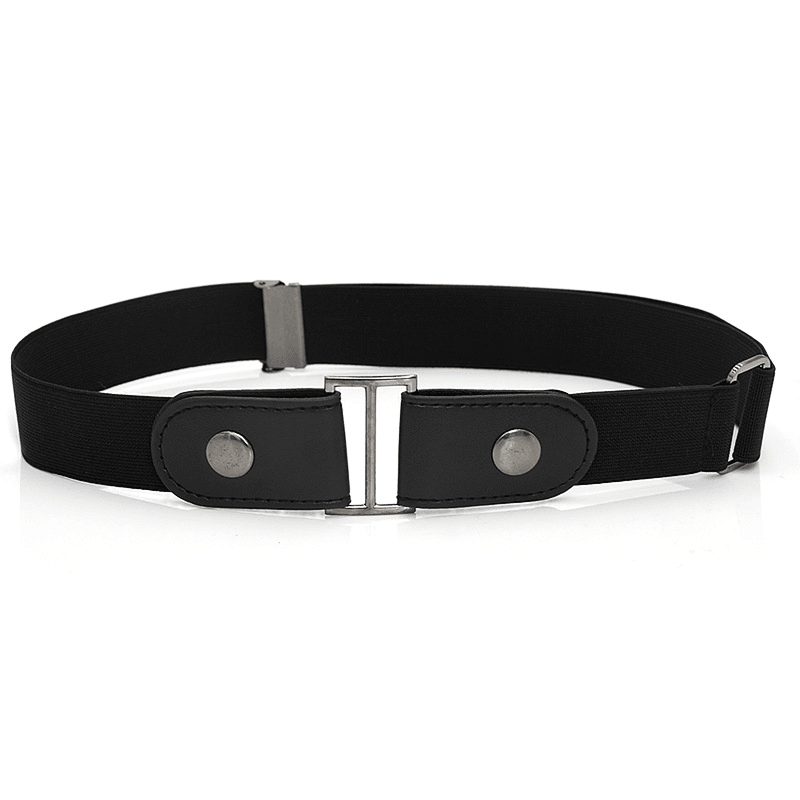 Faux Leather Slim Stretch Invisible Belt Jeans Lazy Belt