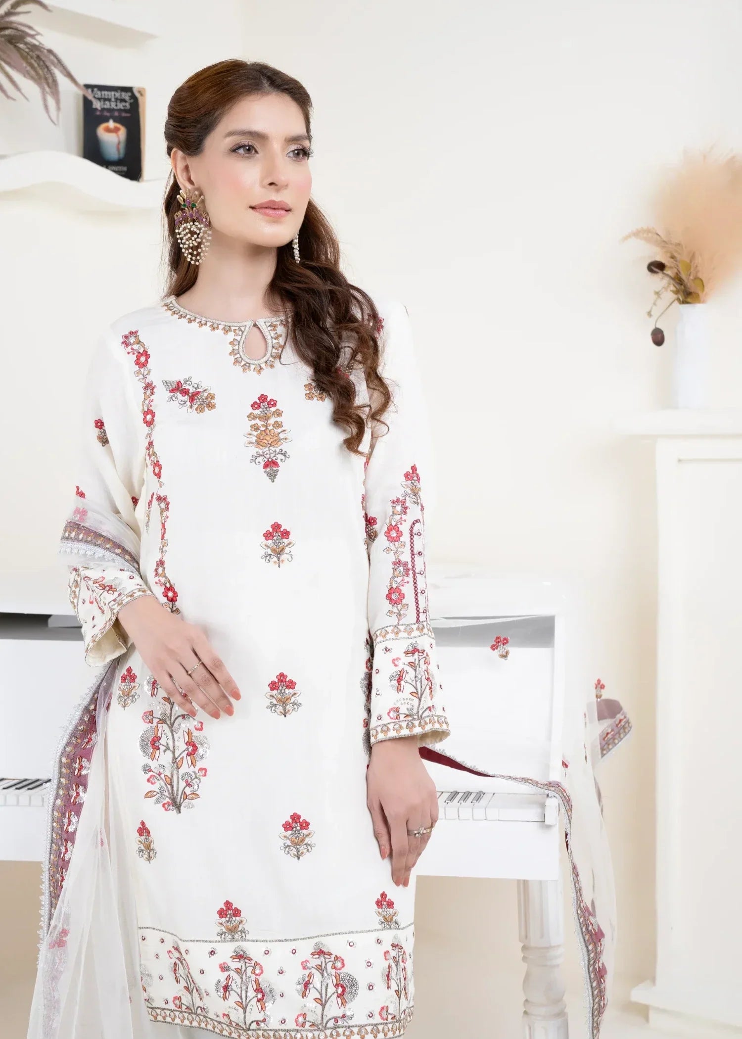 raw silk Kurta Set in Off-white