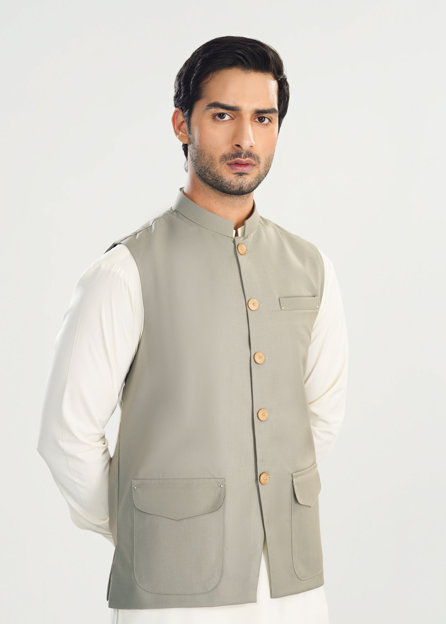 suiting Waistcoat in Off-white, grey