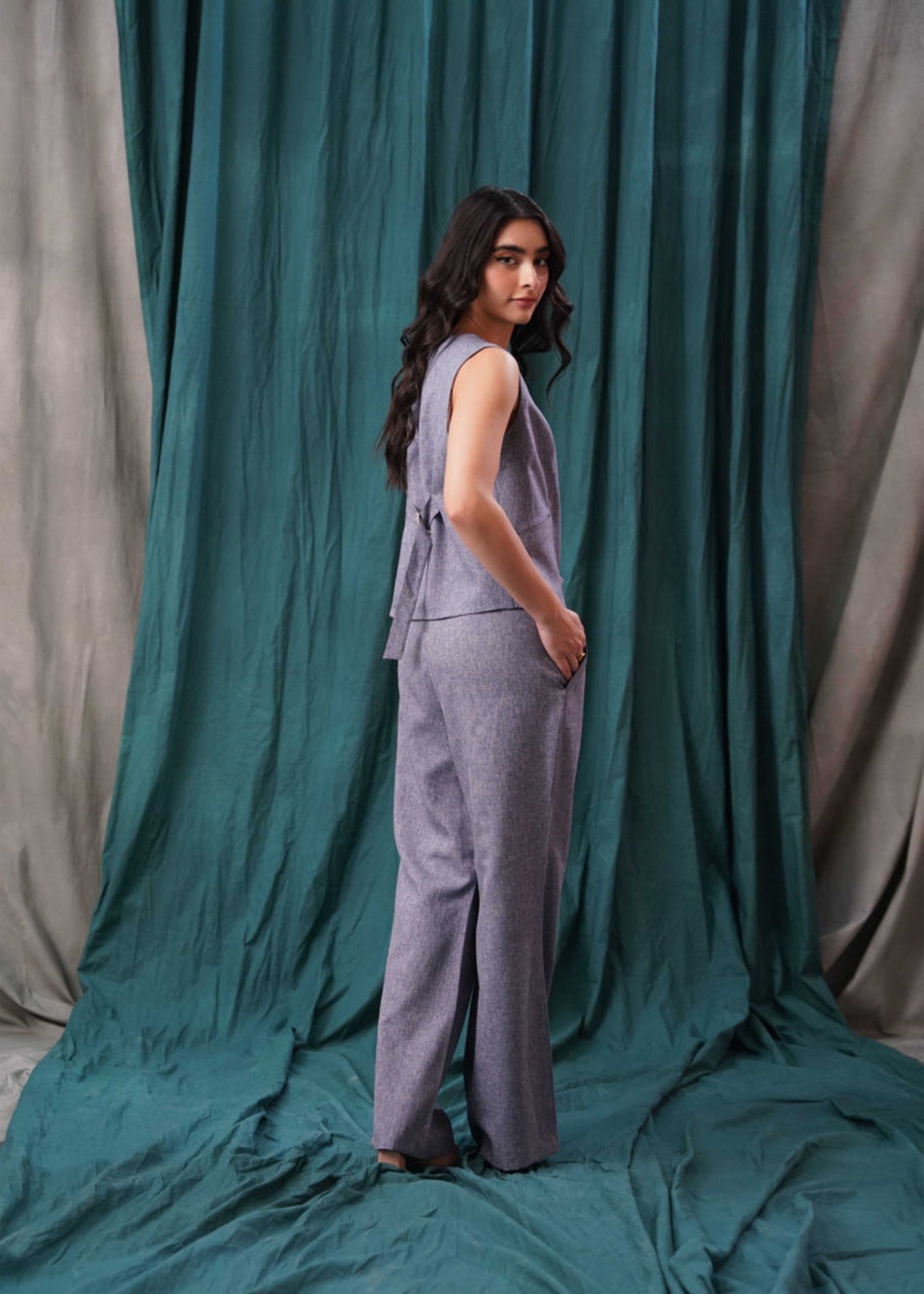 polyester Pants in Lavender grey