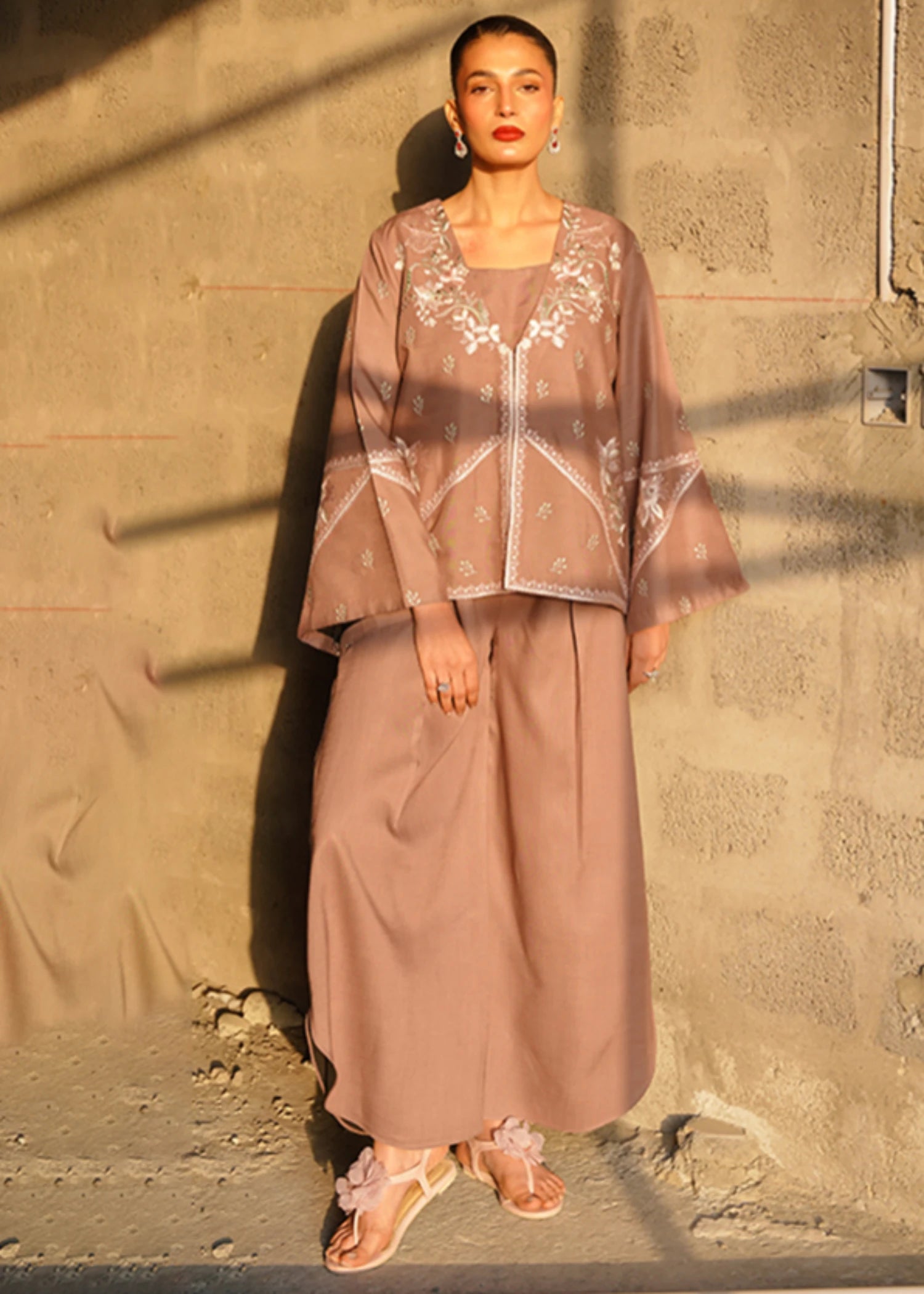 pure linen Jacket in Mauve pink