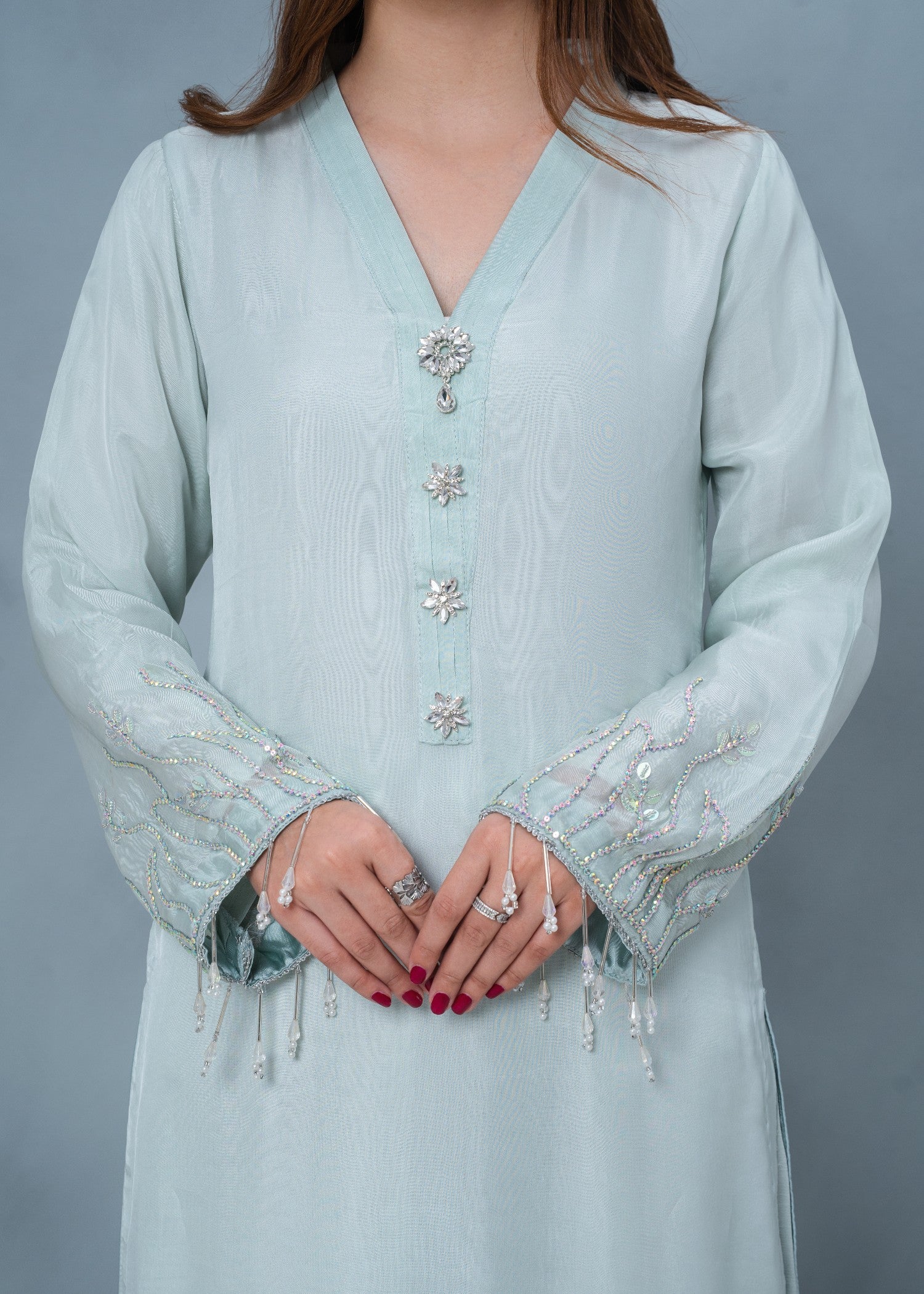 medium silk Kurta Set in Cloud blue