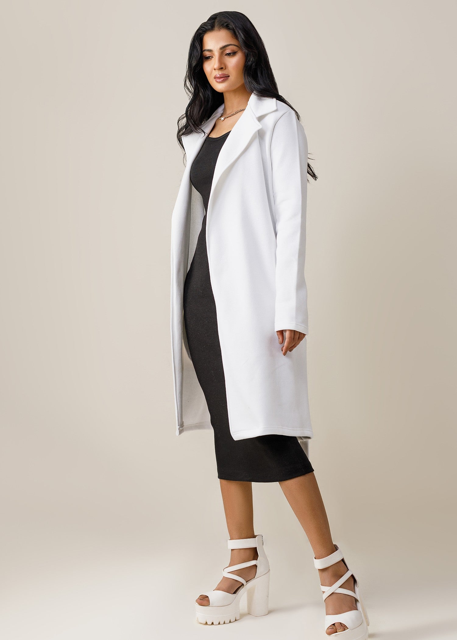 fleece Coat in Off-white