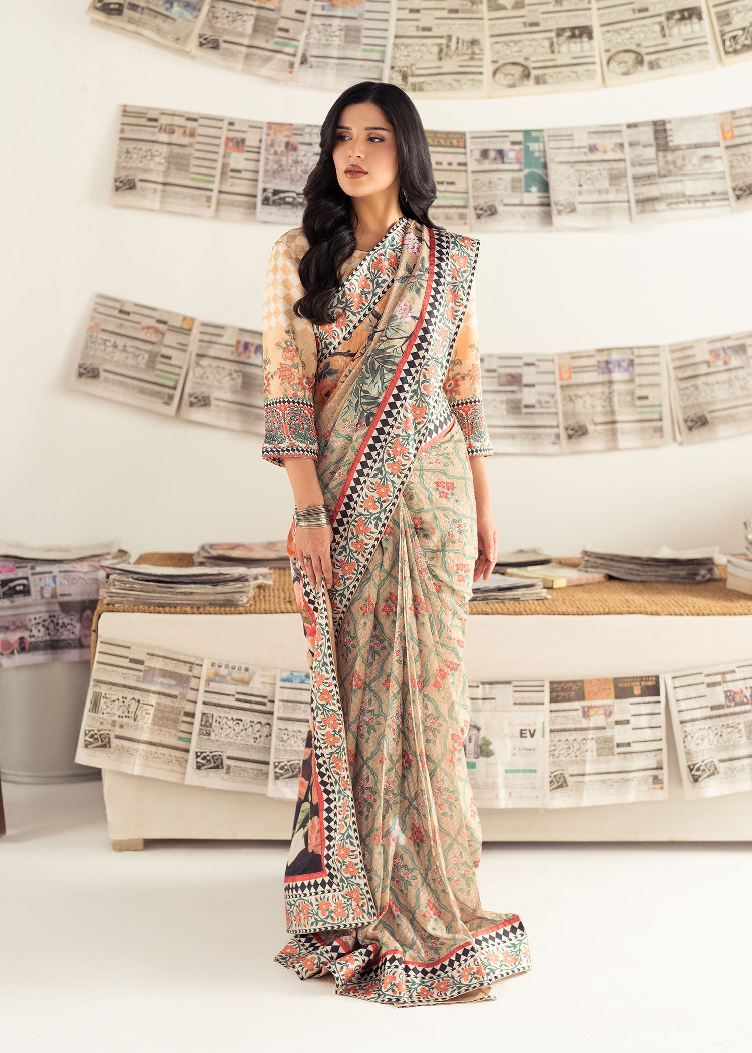 silk Saree in Beige