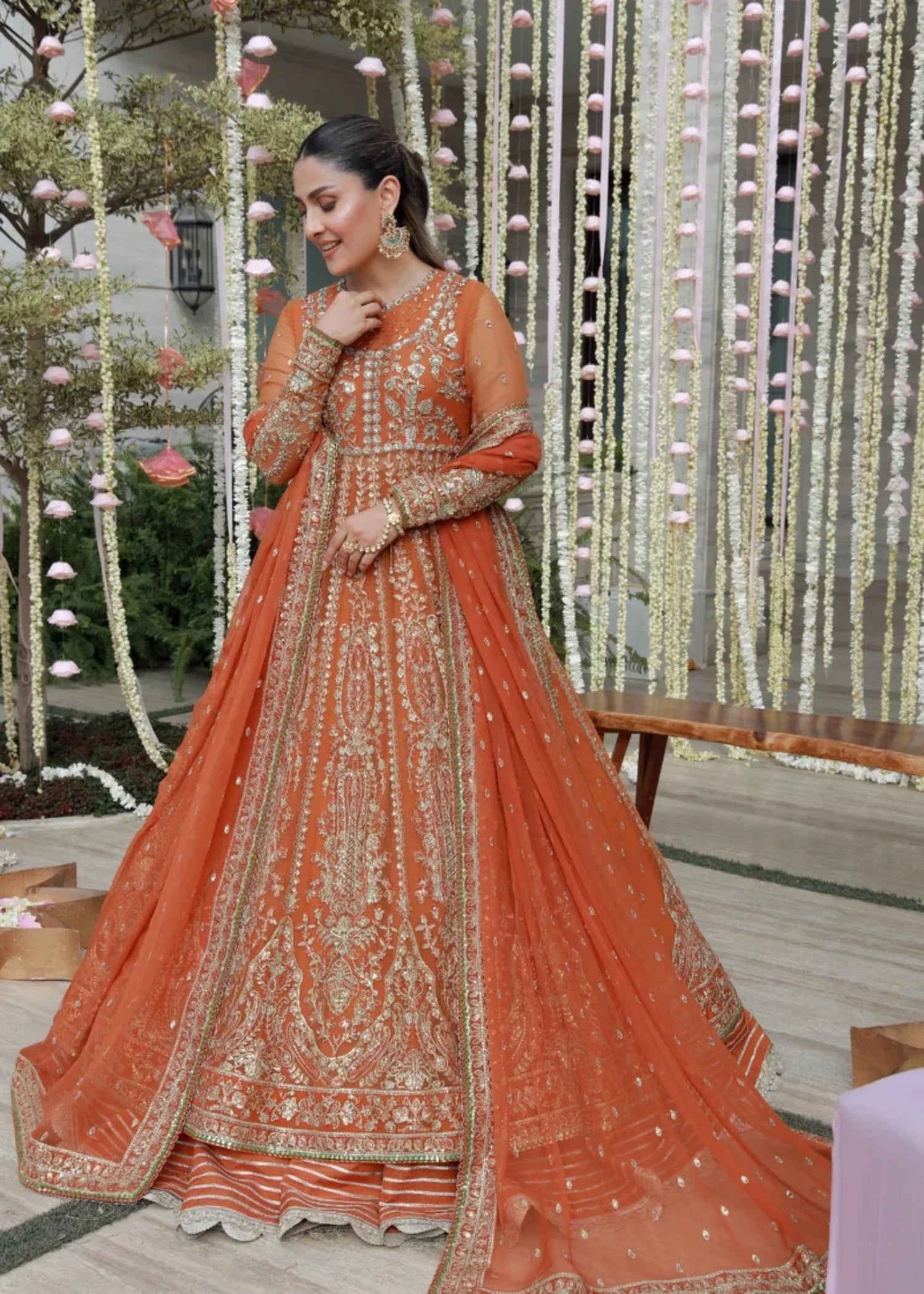 chiffon Maxi in Coral orange